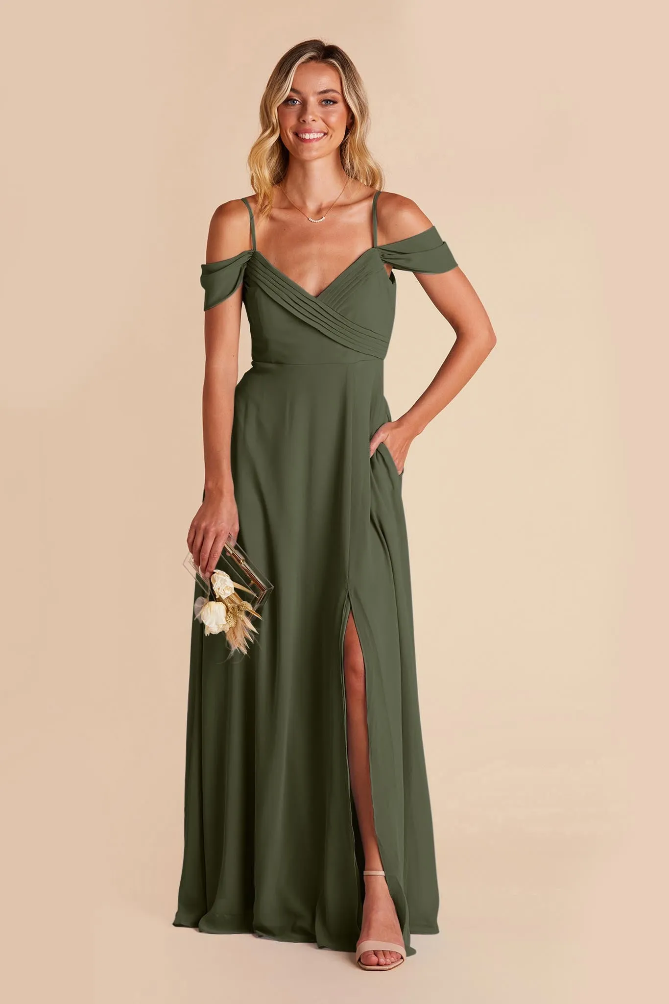 Spence Convertible Dress With Slit - Olive sold by Birdy Grey