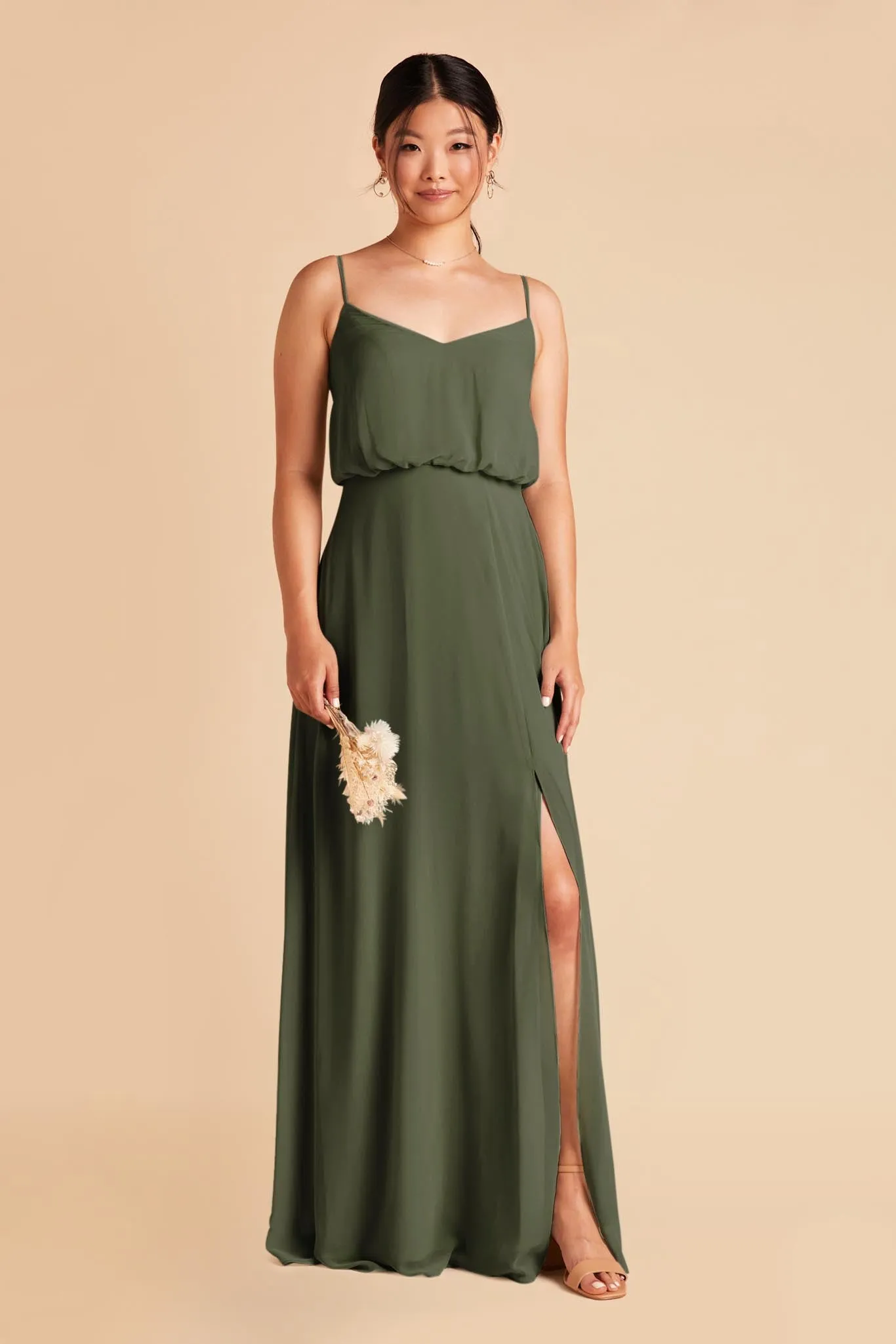 Gwennie Dress With Slit - Olive sold by Birdy Grey