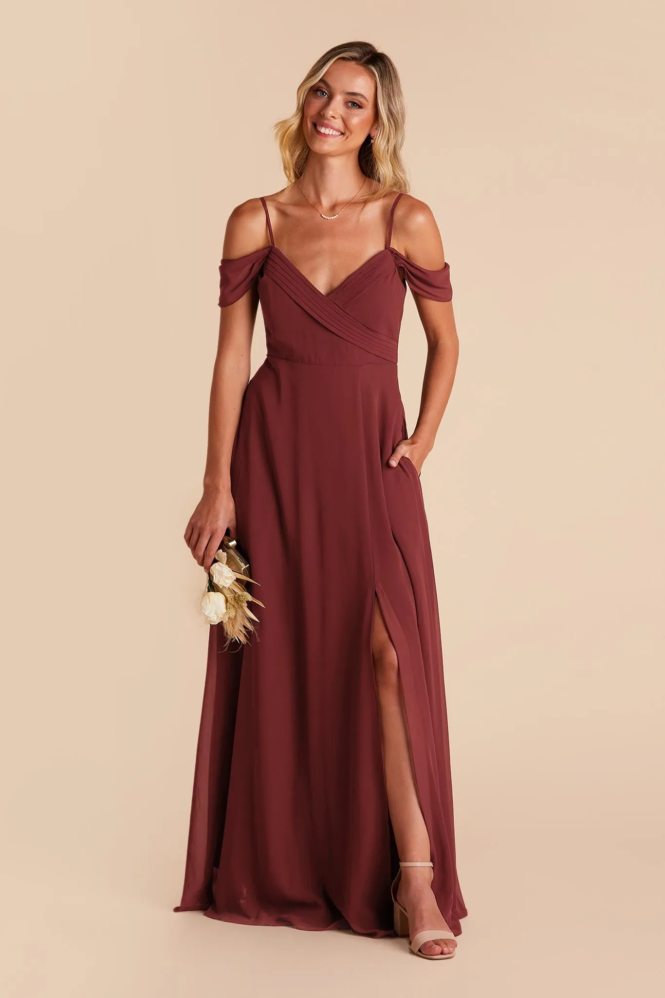 Spence Convertible Dress With Slit - Rosewood sold by Birdy Grey product image thumbnail 5