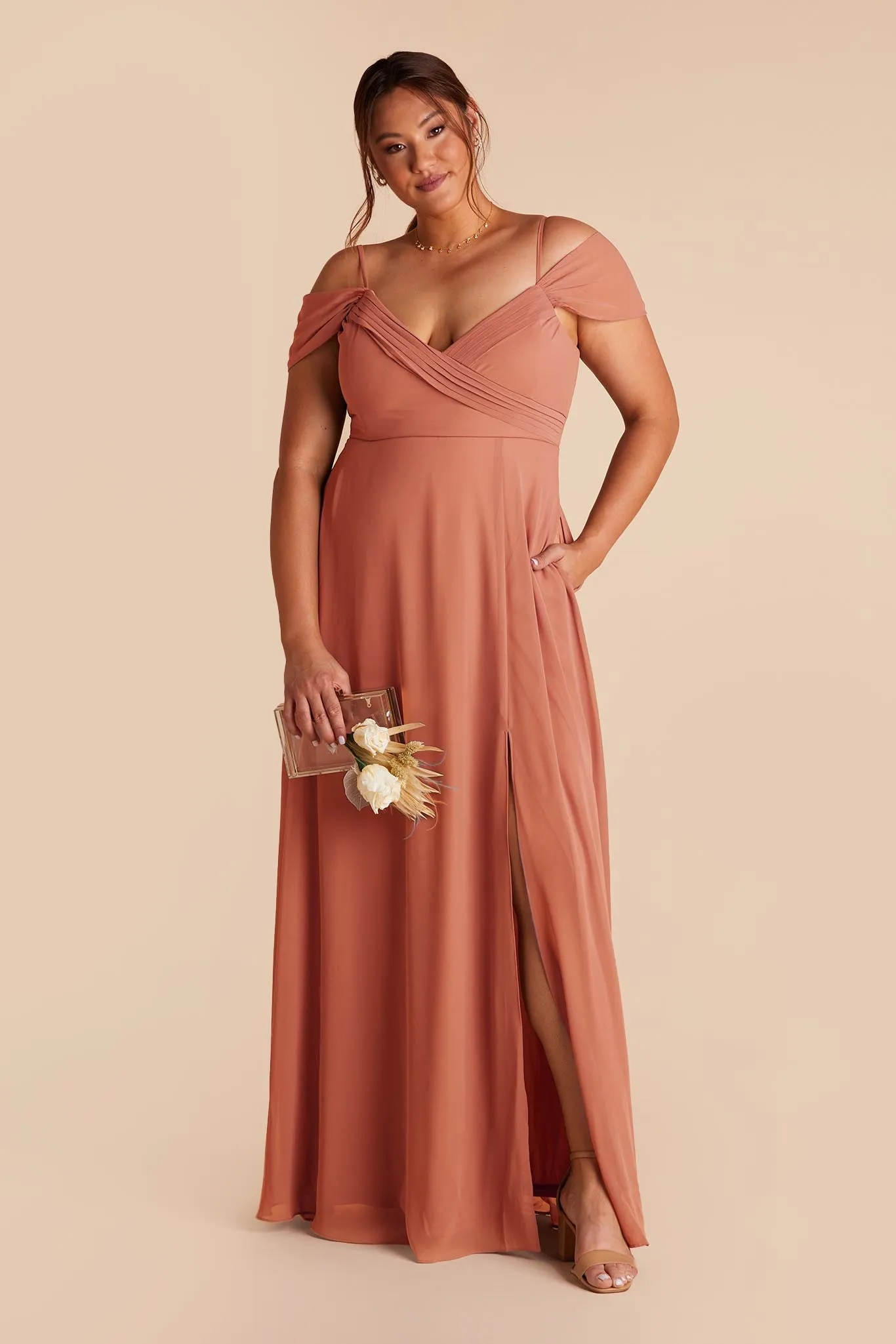 Spence Convertible Dress With Slit - Terracotta sold by Birdy Grey product image thumbnail 4