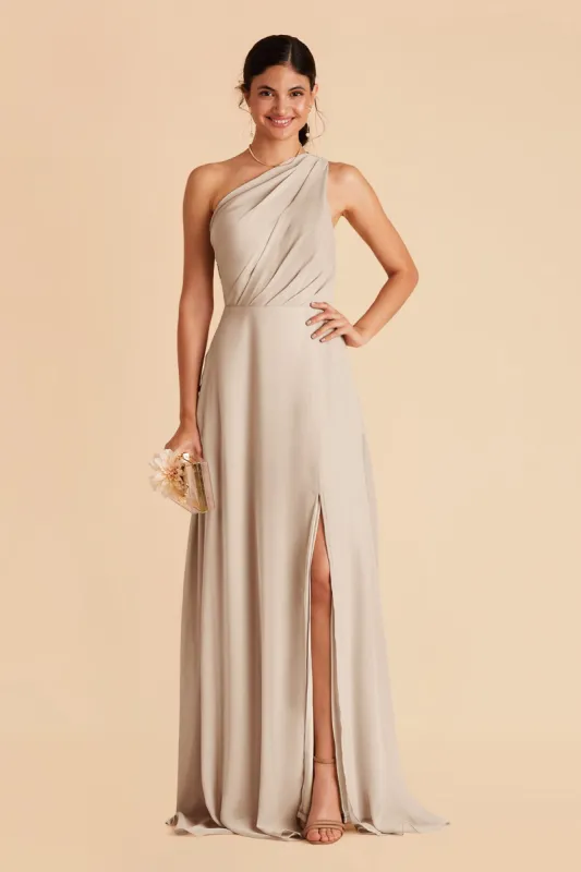 Kira Dress With Slit - Neutral Champagne sold by Birdy Grey