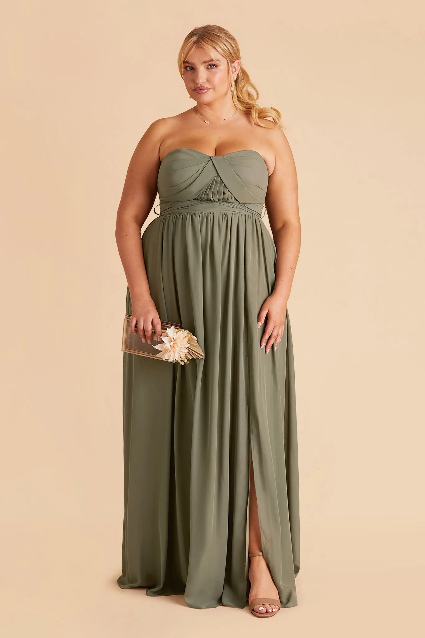 Grace Convertible Dress With Slit - Moss Green sold by Birdy Grey product image thumbnail 2
