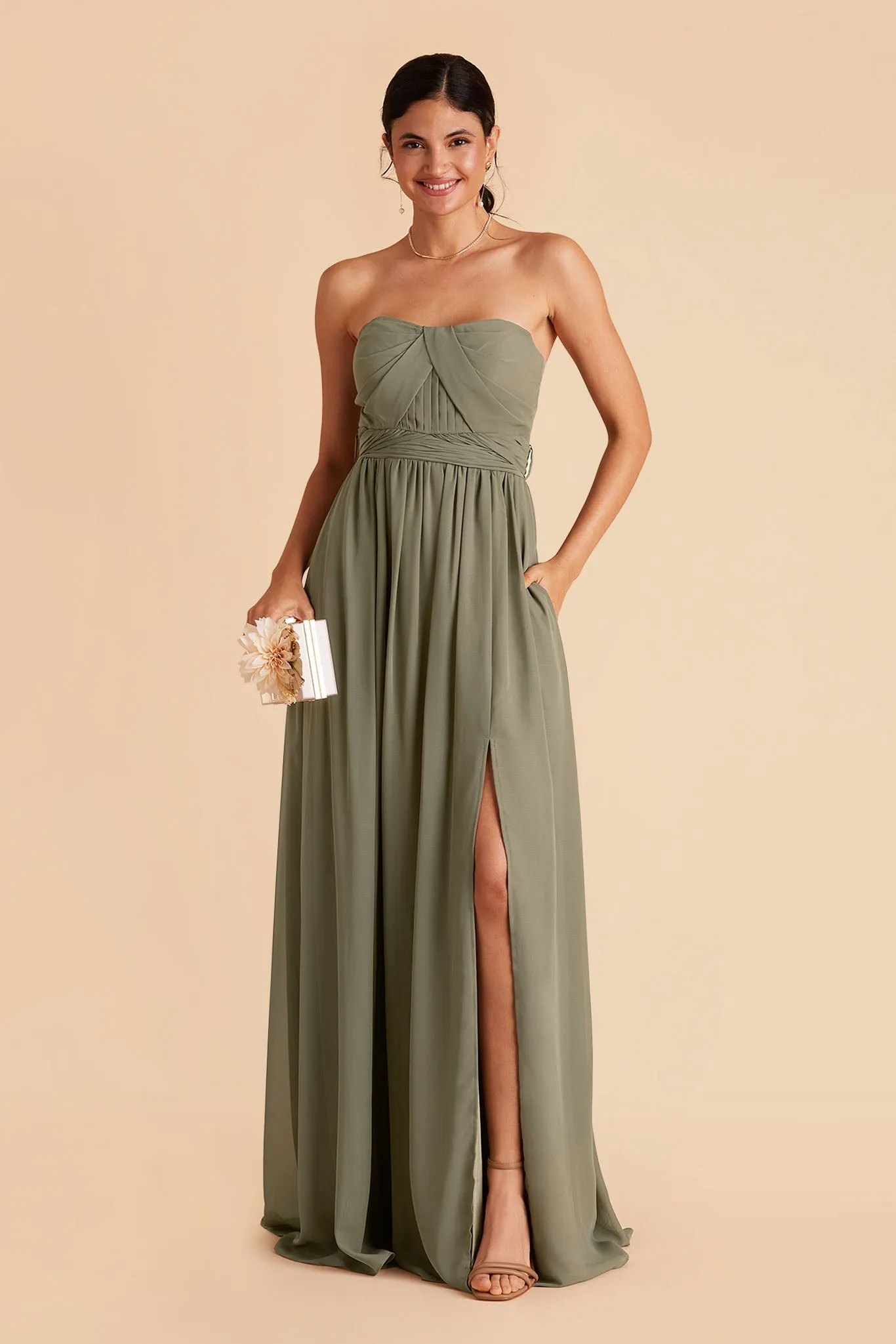 Grace Convertible Dress With Slit - Moss Green sold by Birdy Grey product image thumbnail 4