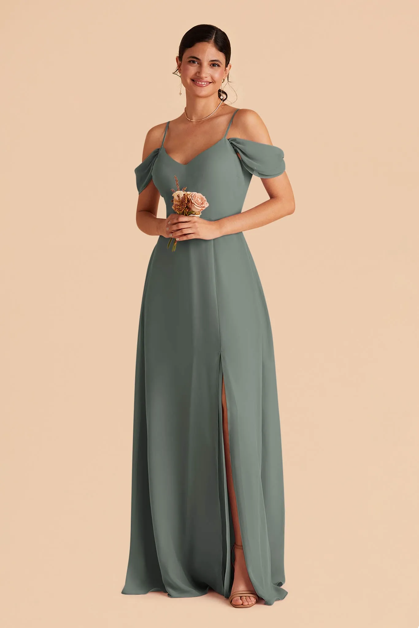 Devin Convertible Dress With Slit - Sea Glass sold by Birdy Grey