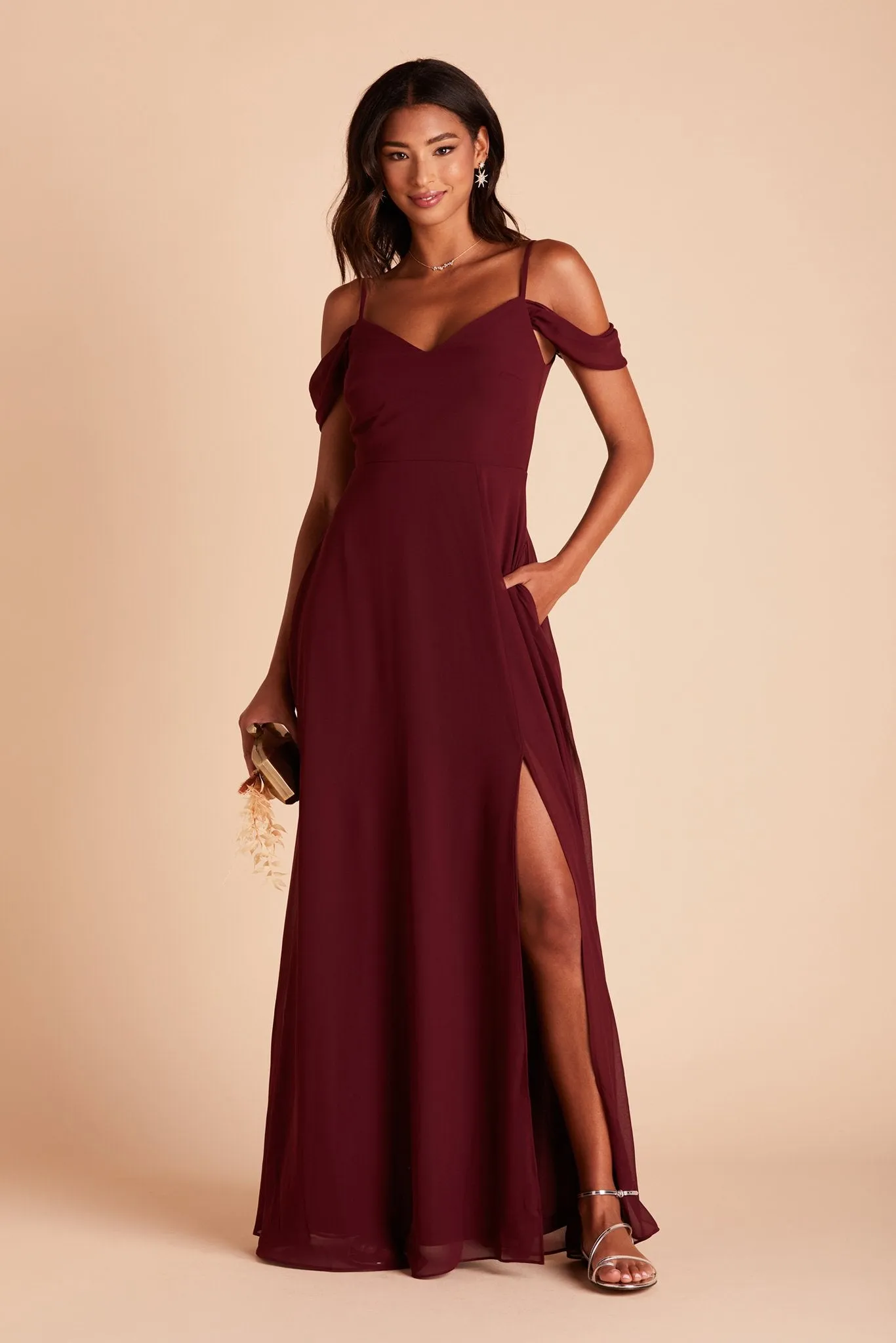 Devin Convertible Dress With Slit - Cabernet sold by Birdy Grey