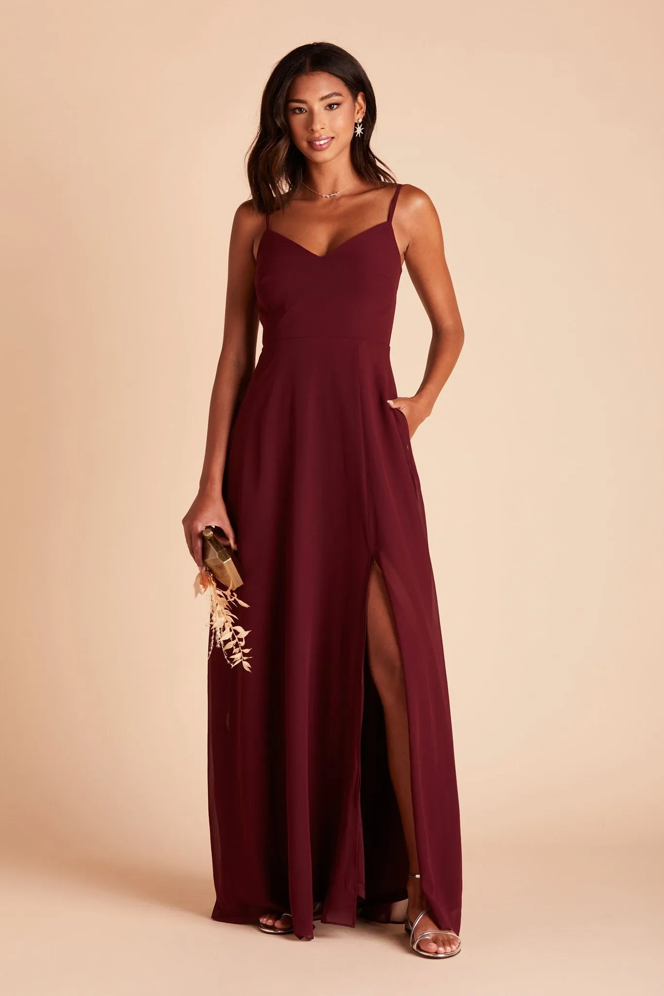 Devin Convertible Dress With Slit - Cabernet sold by Birdy Grey product image thumbnail 4