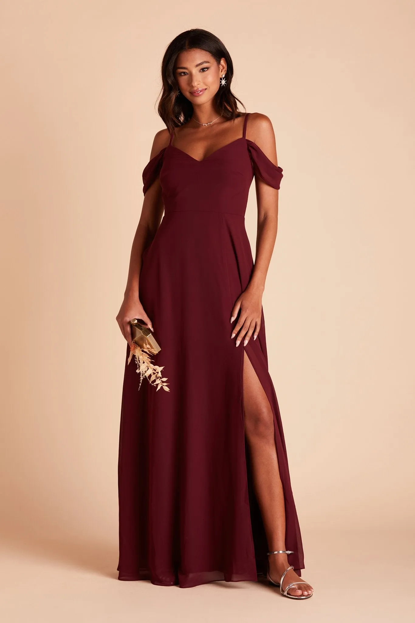 Devin Convertible Dress With Slit - Cabernet sold by Birdy Grey product image thumbnail 5