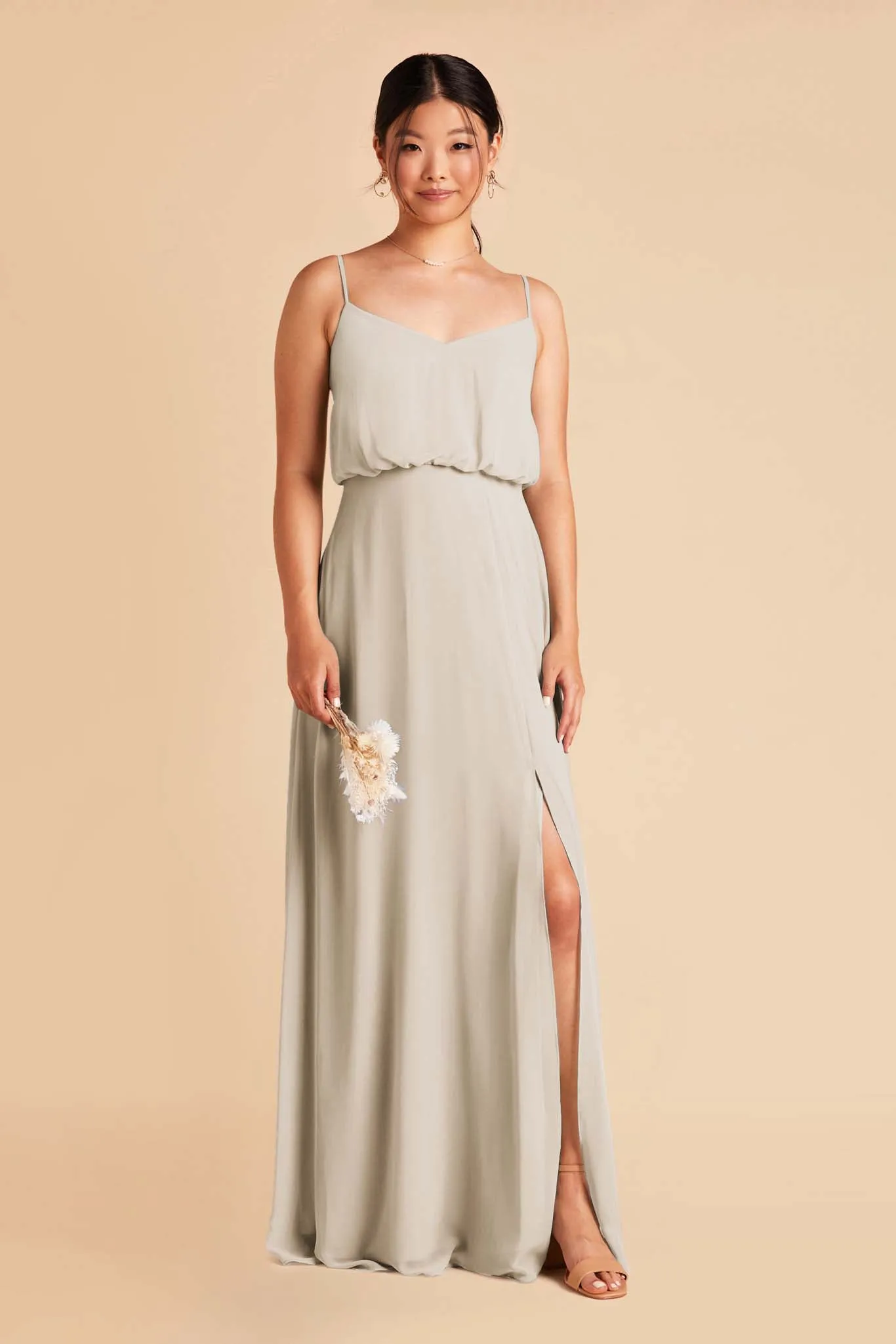 Gwennie Dress With Slit - Dove Gray sold by Birdy Grey