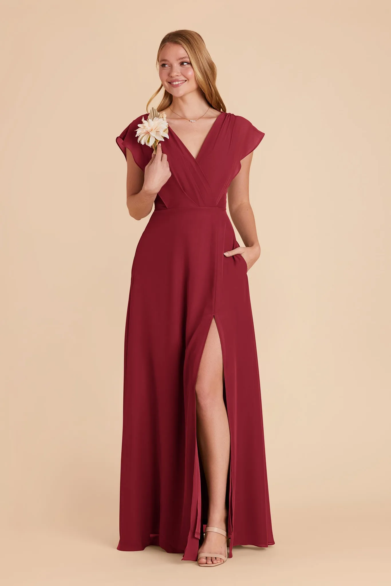 Violet Chiffon Dress - Burgundy sold by Birdy Grey product image thumbnail 5