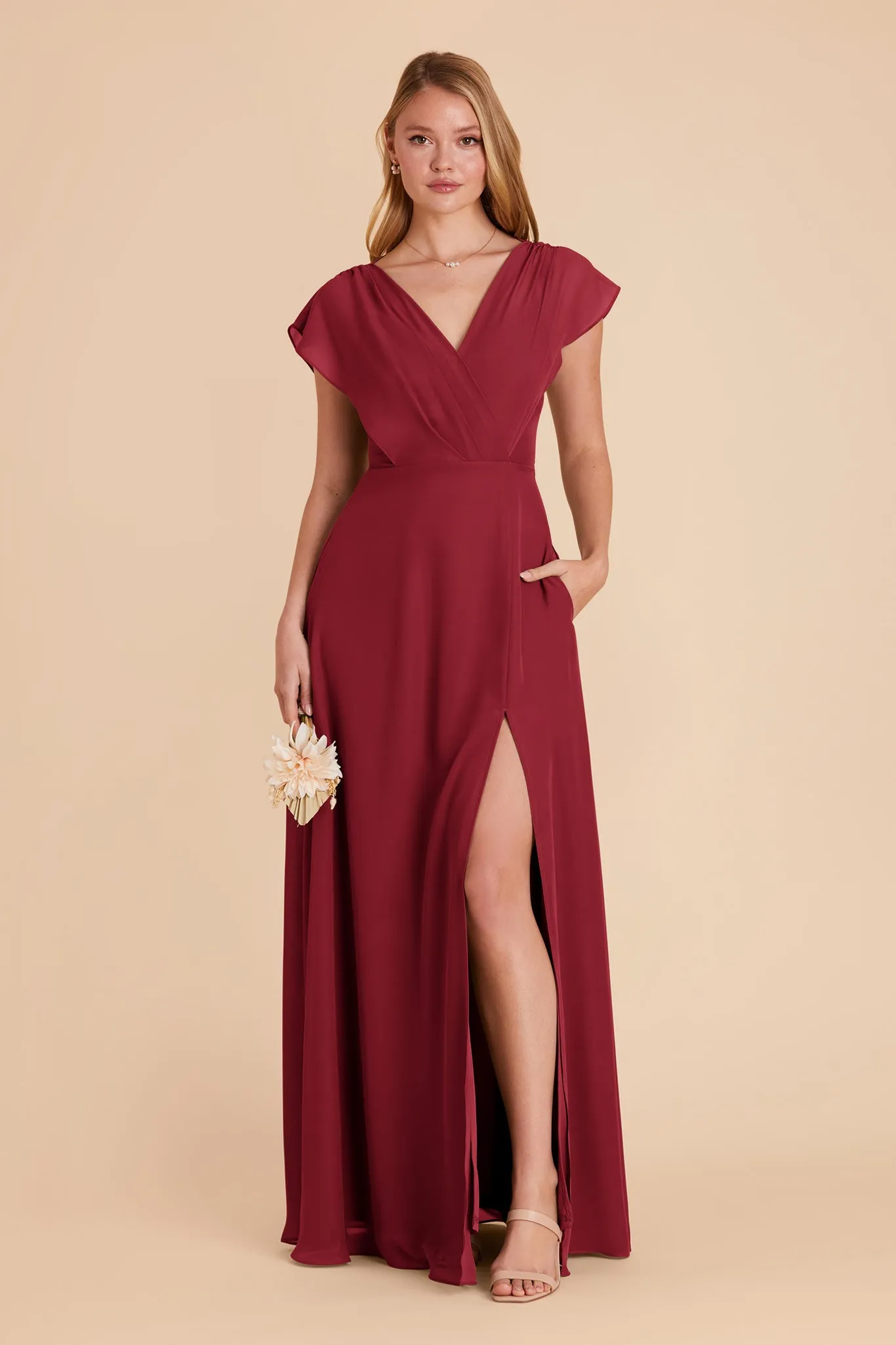 Violet Chiffon Dress - Burgundy sold by Birdy Grey product image thumbnail 4