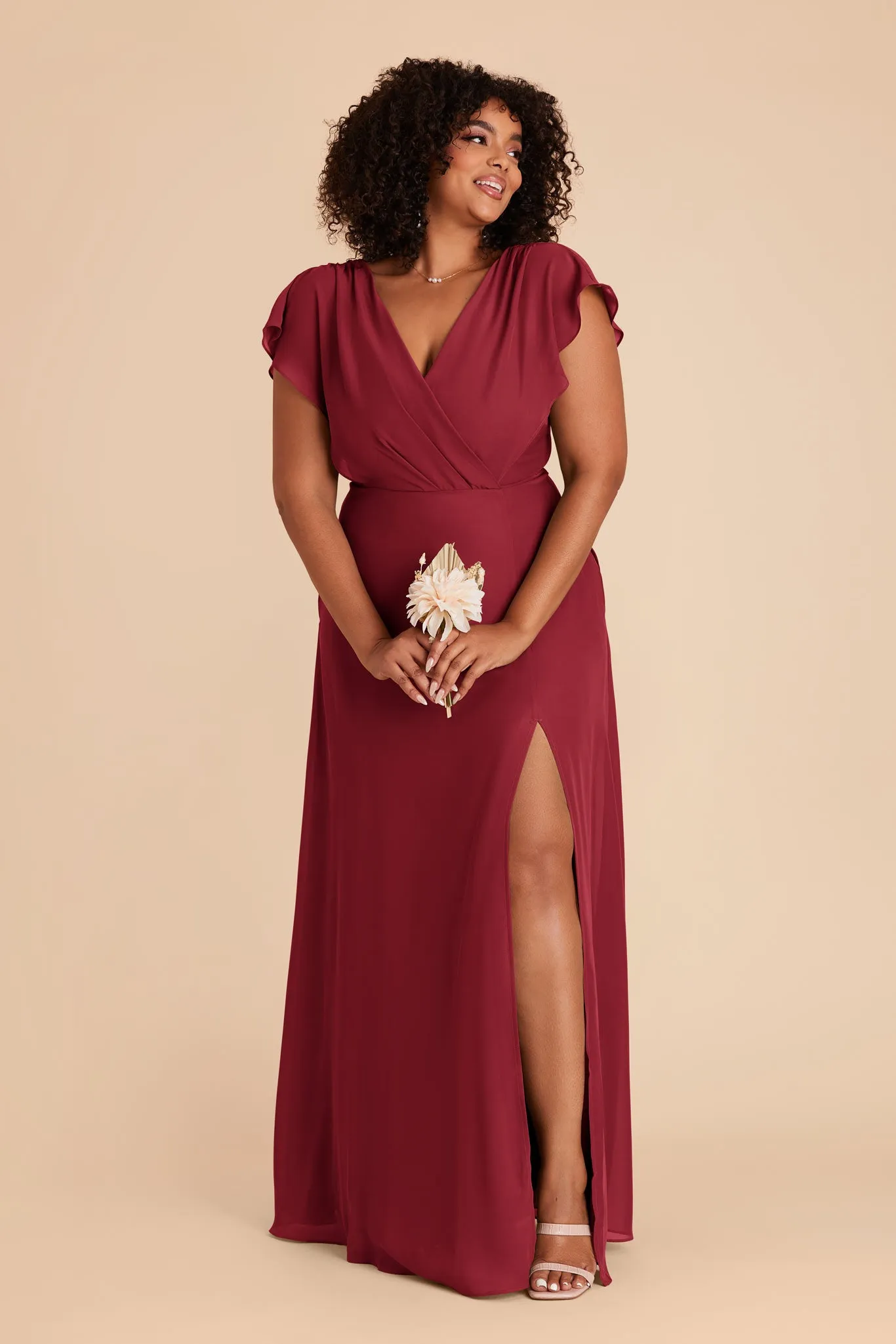 Violet Chiffon Dress - Burgundy sold by Birdy Grey product image thumbnail 2