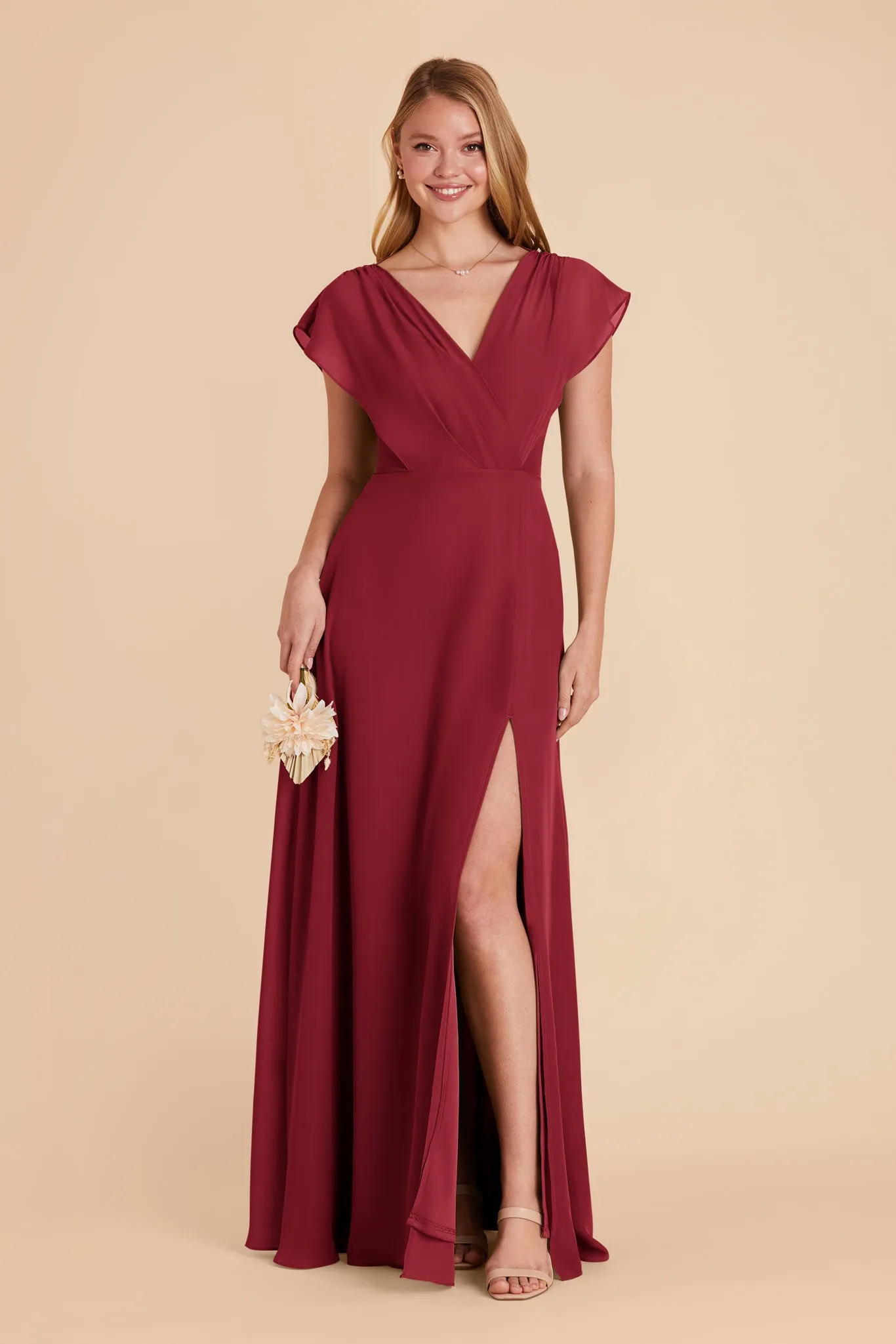 Violet Chiffon Dress - Burgundy sold by Birdy Grey product image thumbnail 3