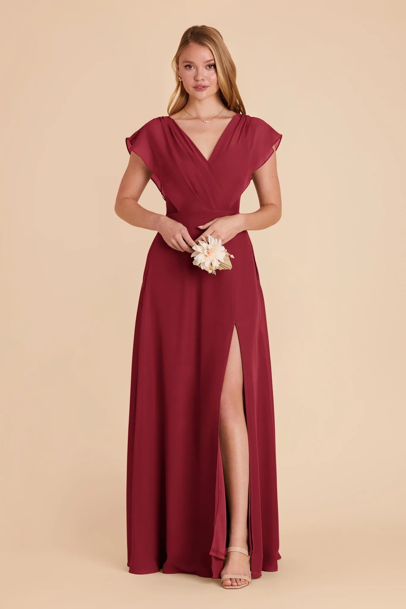 Violet Chiffon Dress - Burgundy sold by Birdy Grey
