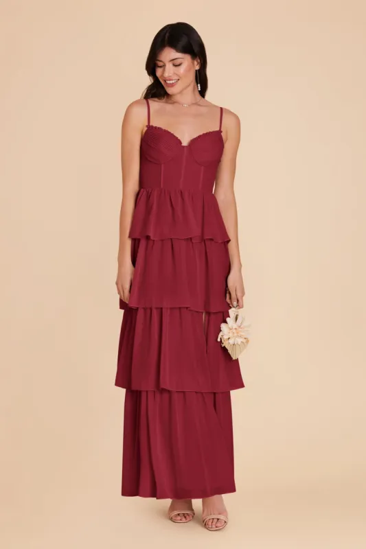 Lola Chiffon Dress - Burgundy sold by Birdy Grey