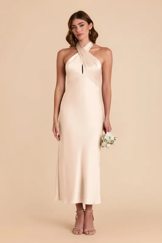 Monique Matte Satin Dress - Champagne sold by Birdy Grey