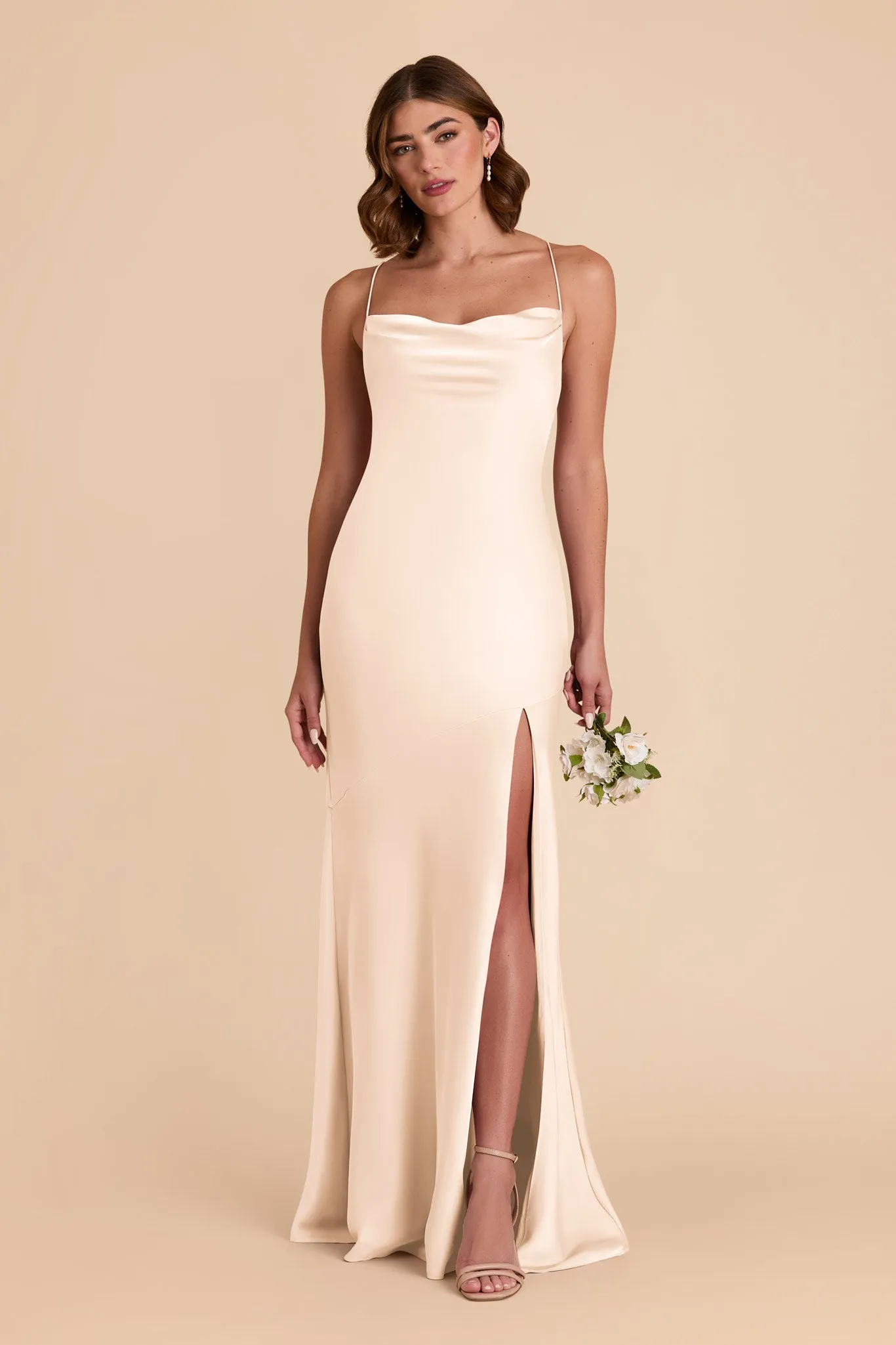 Olivia Matte Satin Dress - Champagne sold by Birdy Grey