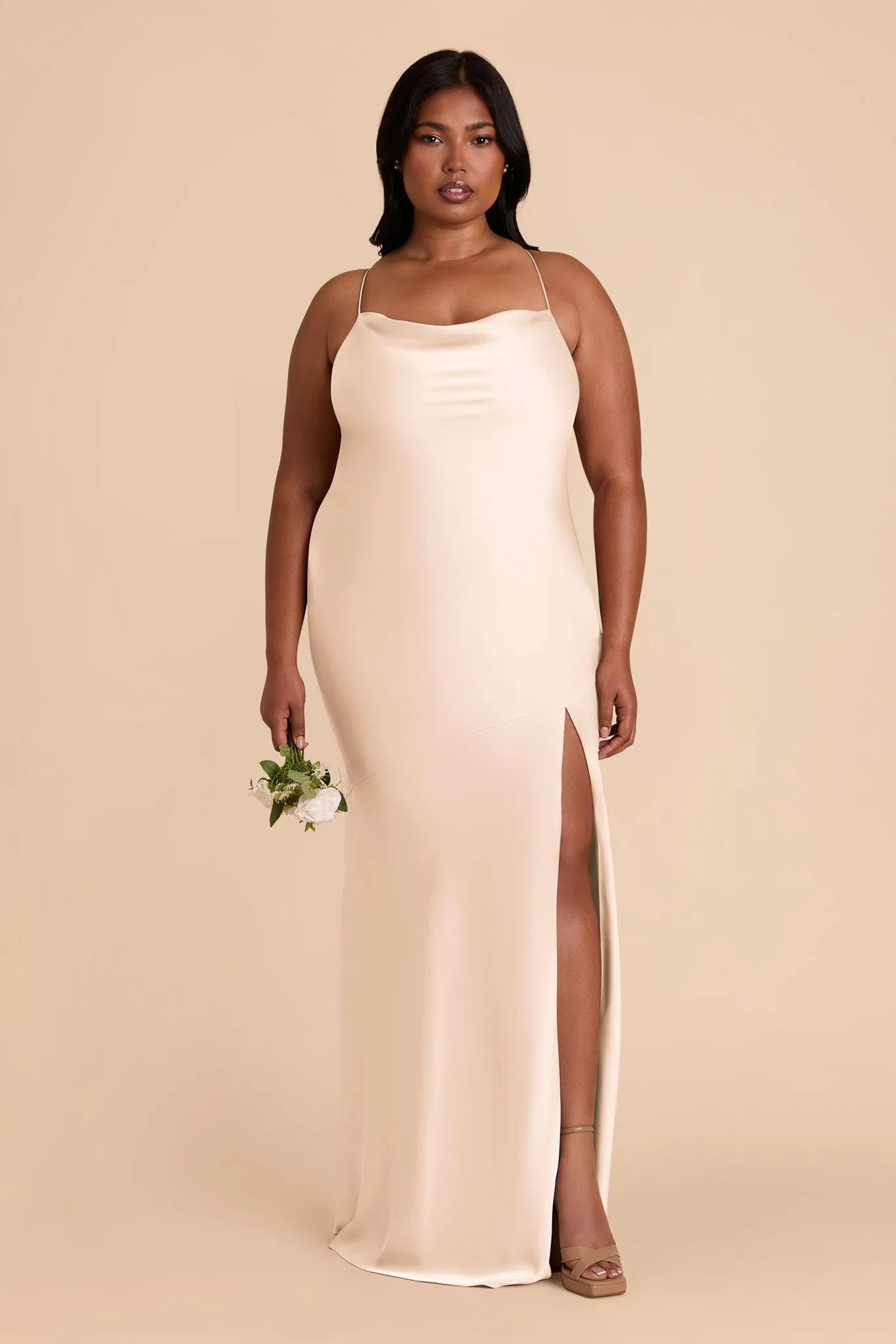 Olivia Matte Satin Dress - Champagne sold by Birdy Grey product image thumbnail 2