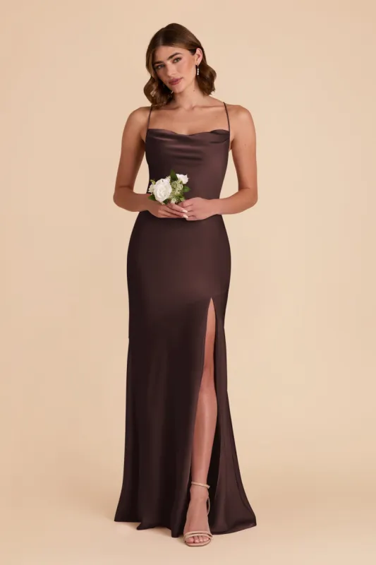 Olivia Matte Satin Dress - Espresso sold by Birdy Grey