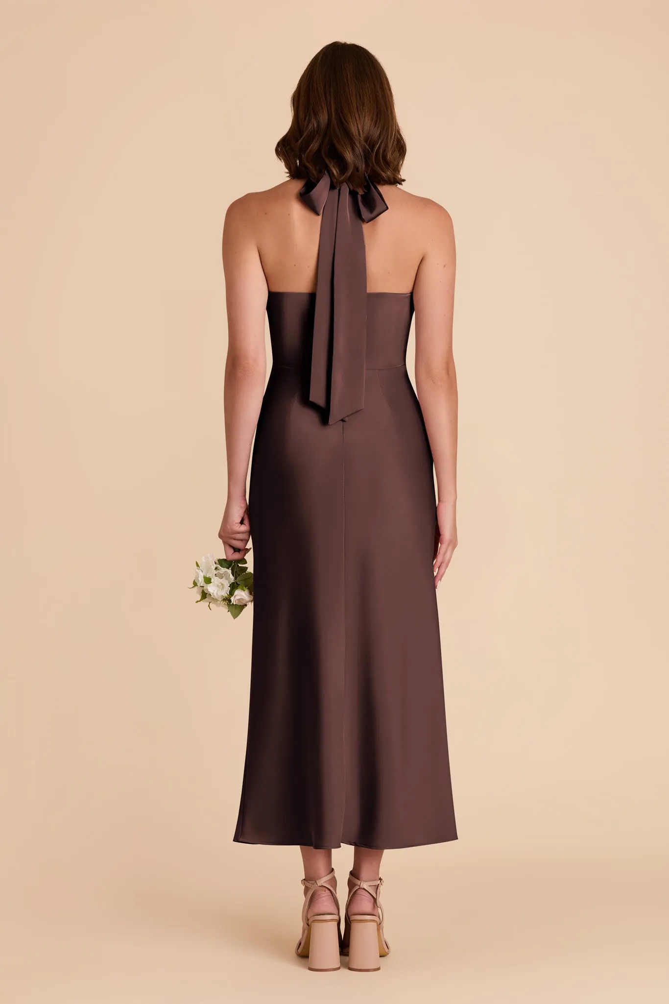 Monique Matte Satin Dress - Espresso sold by Birdy Grey product image thumbnail 5