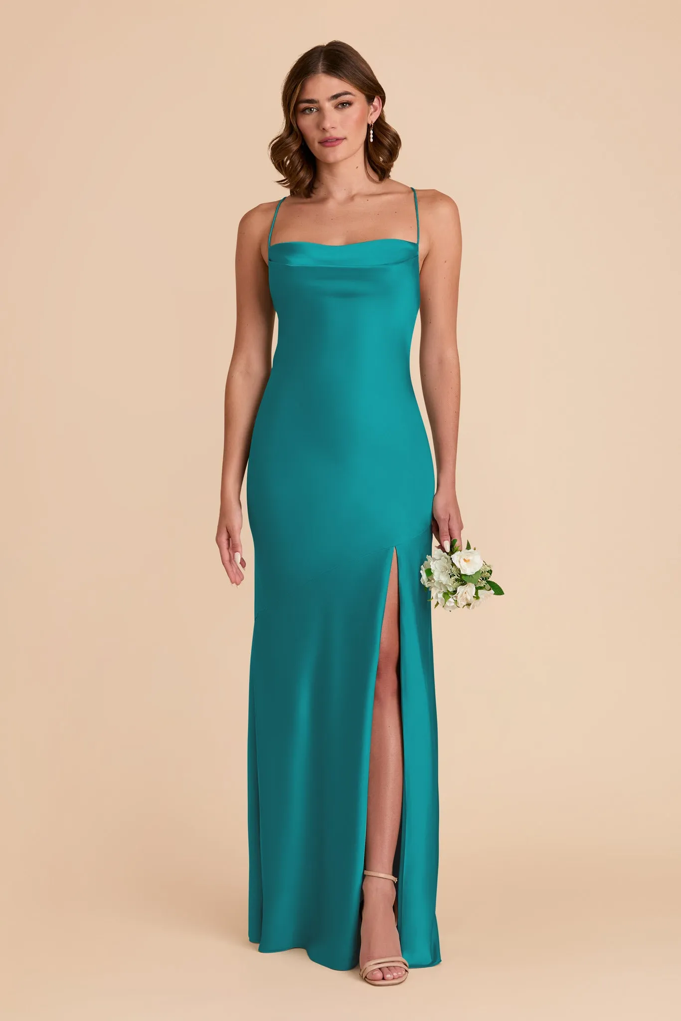 Olivia Matte Satin Dress - Teal sold by Birdy Grey