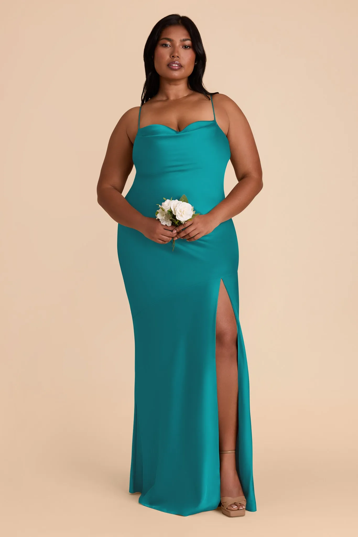 Olivia Matte Satin Dress - Teal sold by Birdy Grey product image thumbnail 2