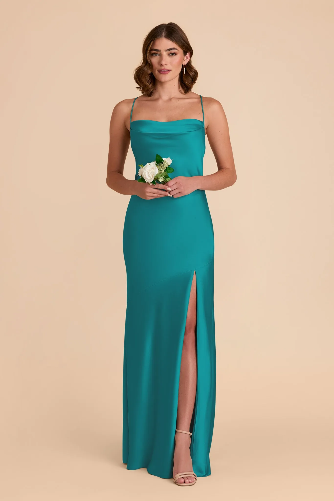 Olivia Matte Satin Dress - Teal sold by Birdy Grey product image thumbnail 3