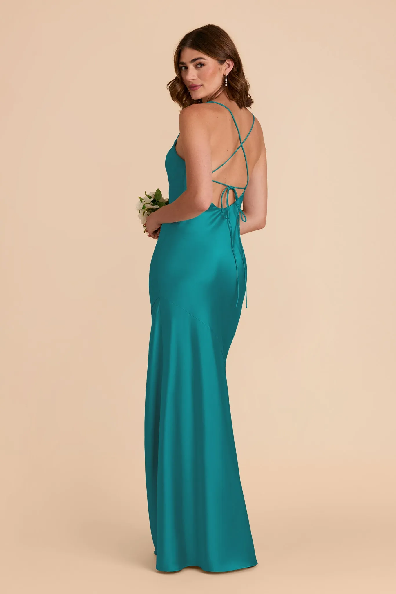 Olivia Matte Satin Dress - Teal sold by Birdy Grey product image thumbnail 4
