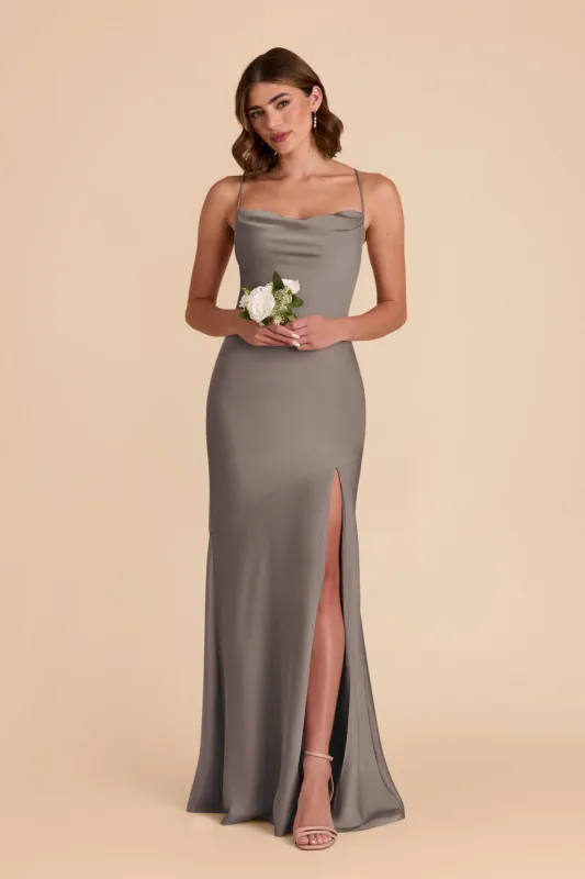 Olivia Matte Satin Dress - Quartz sold by Birdy Grey
