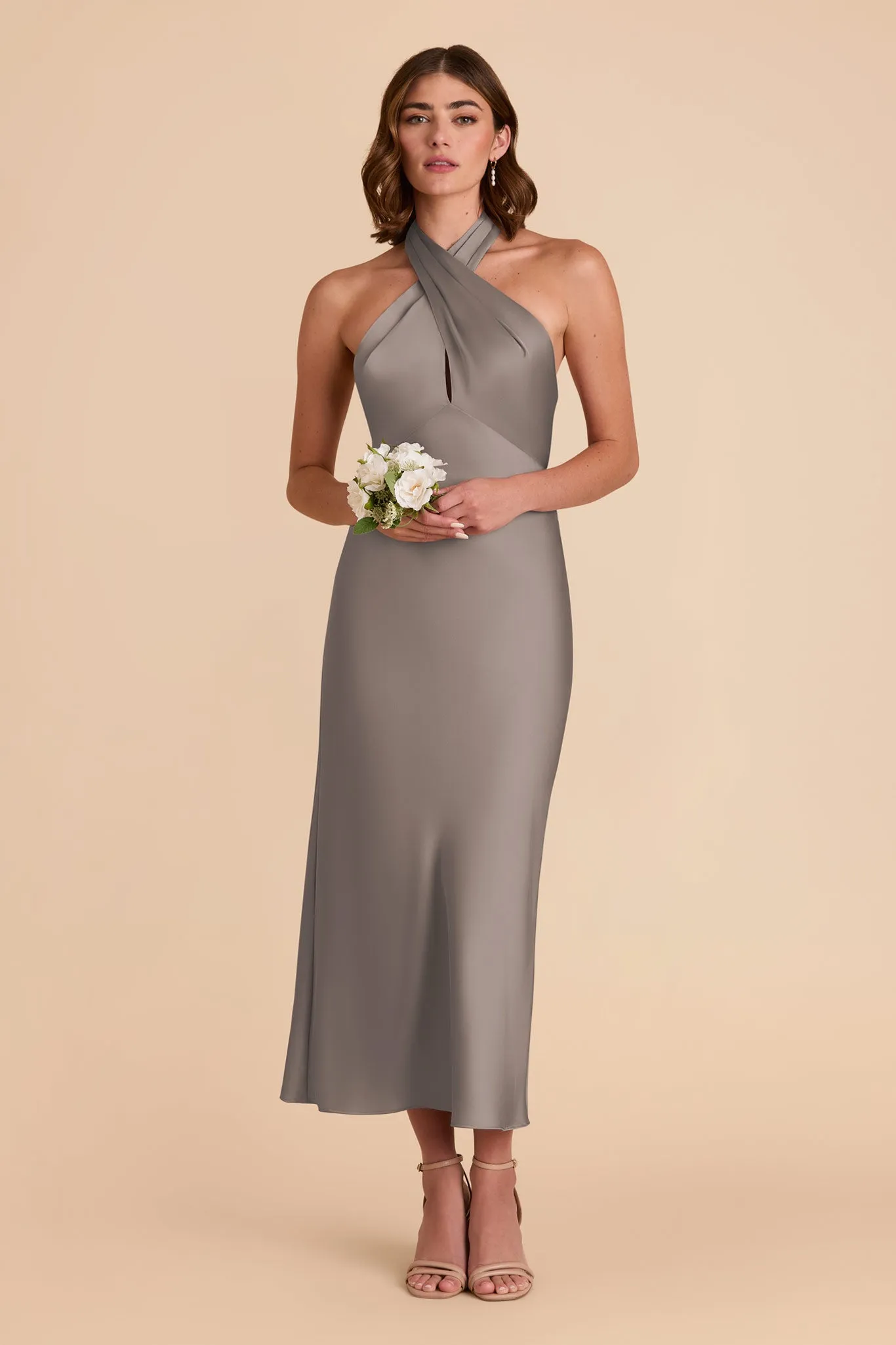 Monique Matte Satin Dress - Quartz sold by Birdy Grey