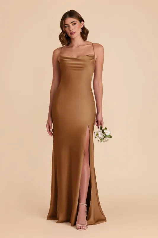 Olivia Matte Satin Dress - Copper sold by Birdy Grey