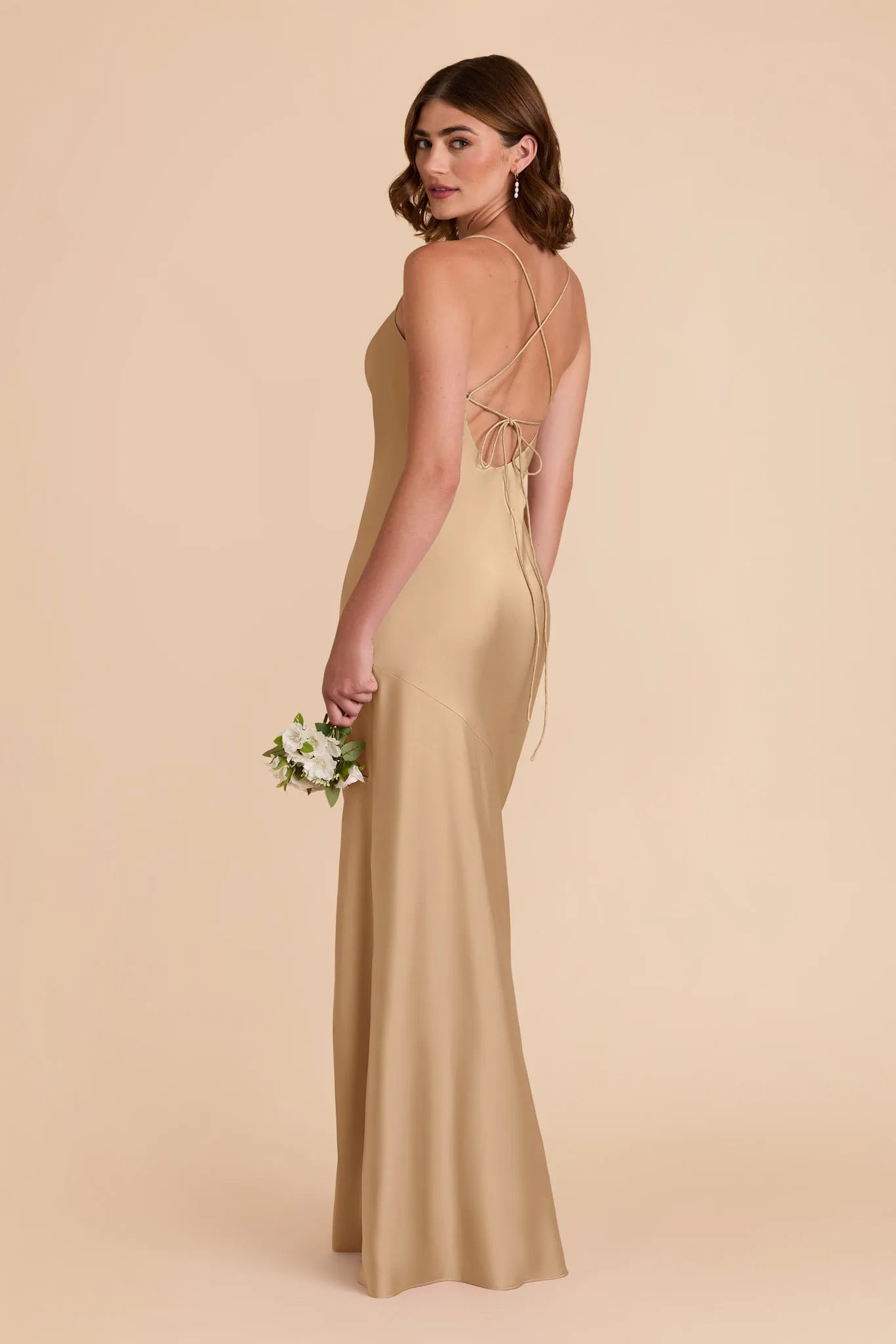 Olivia Matte Satin Dress - Yellow Gold sold by Birdy Grey product image thumbnail 4
