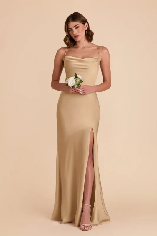 Olivia Matte Satin Dress - Yellow Gold sold by Birdy Grey