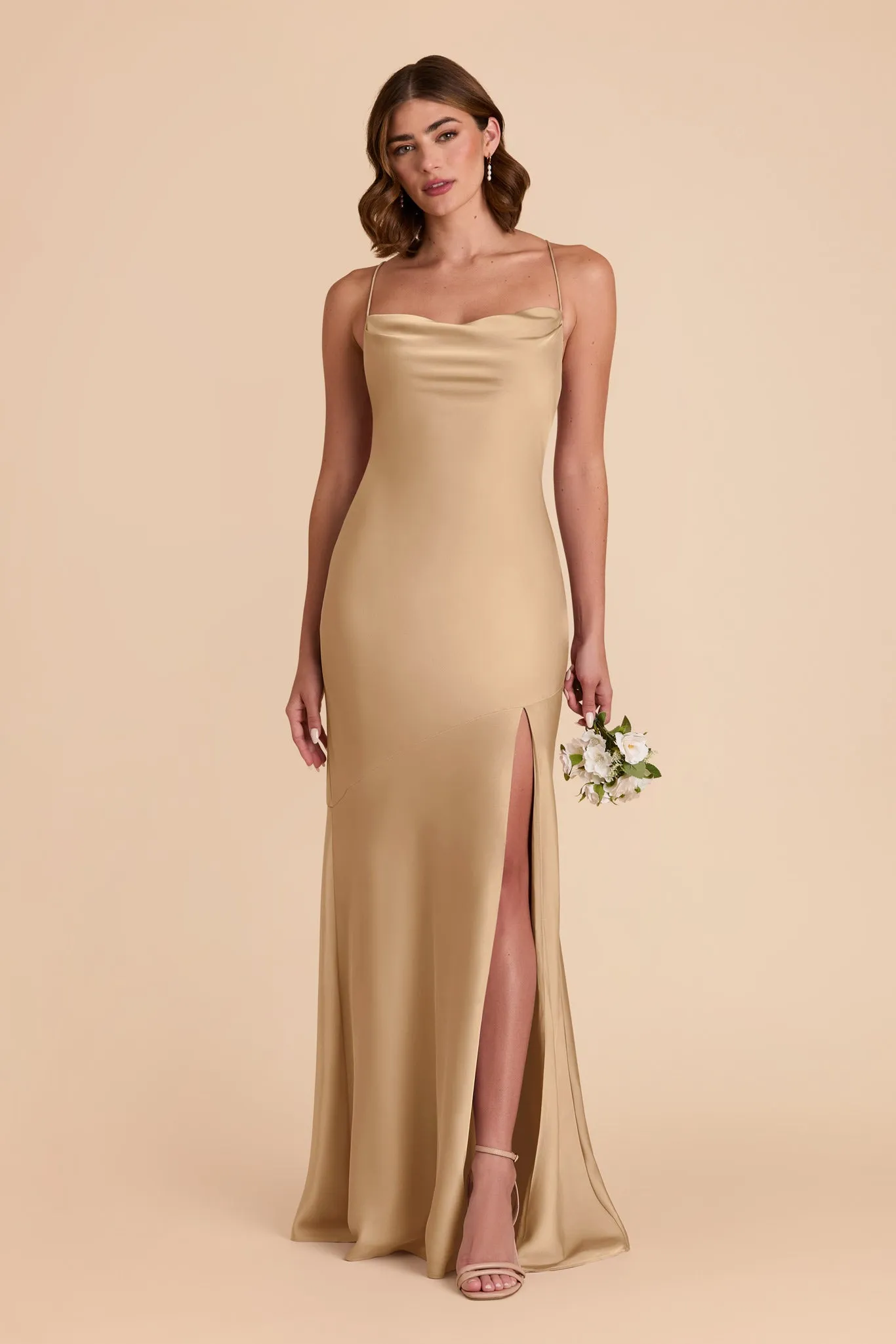 Olivia Matte Satin Dress - Yellow Gold sold by Birdy Grey product image thumbnail 3