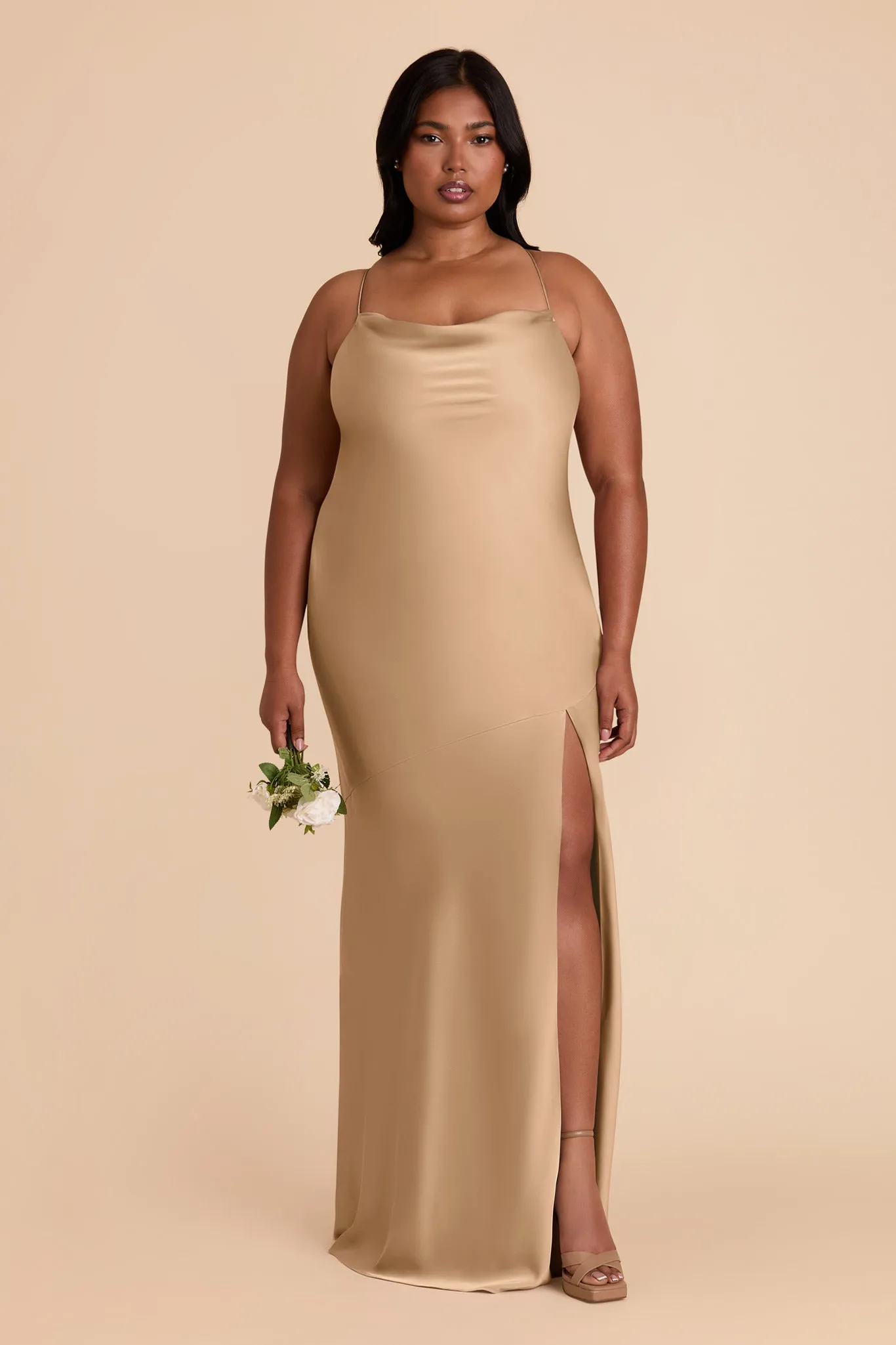 Olivia Matte Satin Dress - Yellow Gold sold by Birdy Grey product image thumbnail 2