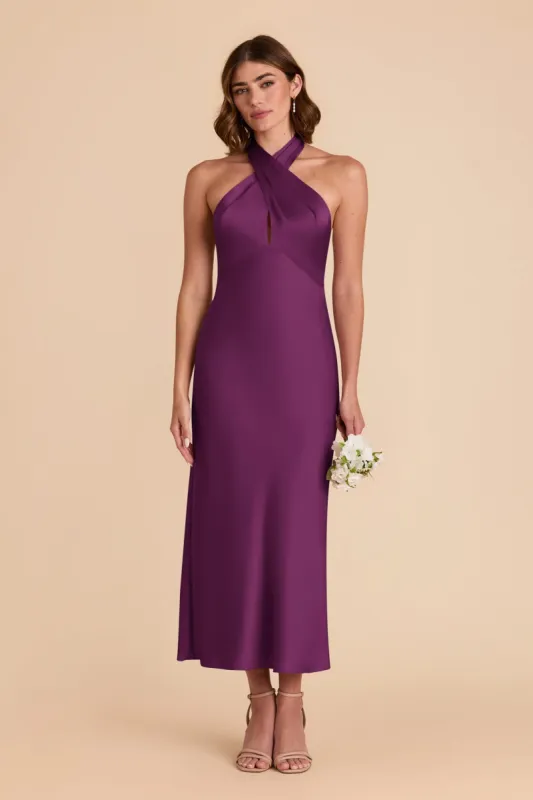 Monique Matte Satin Dress - Fig sold by Birdy Grey