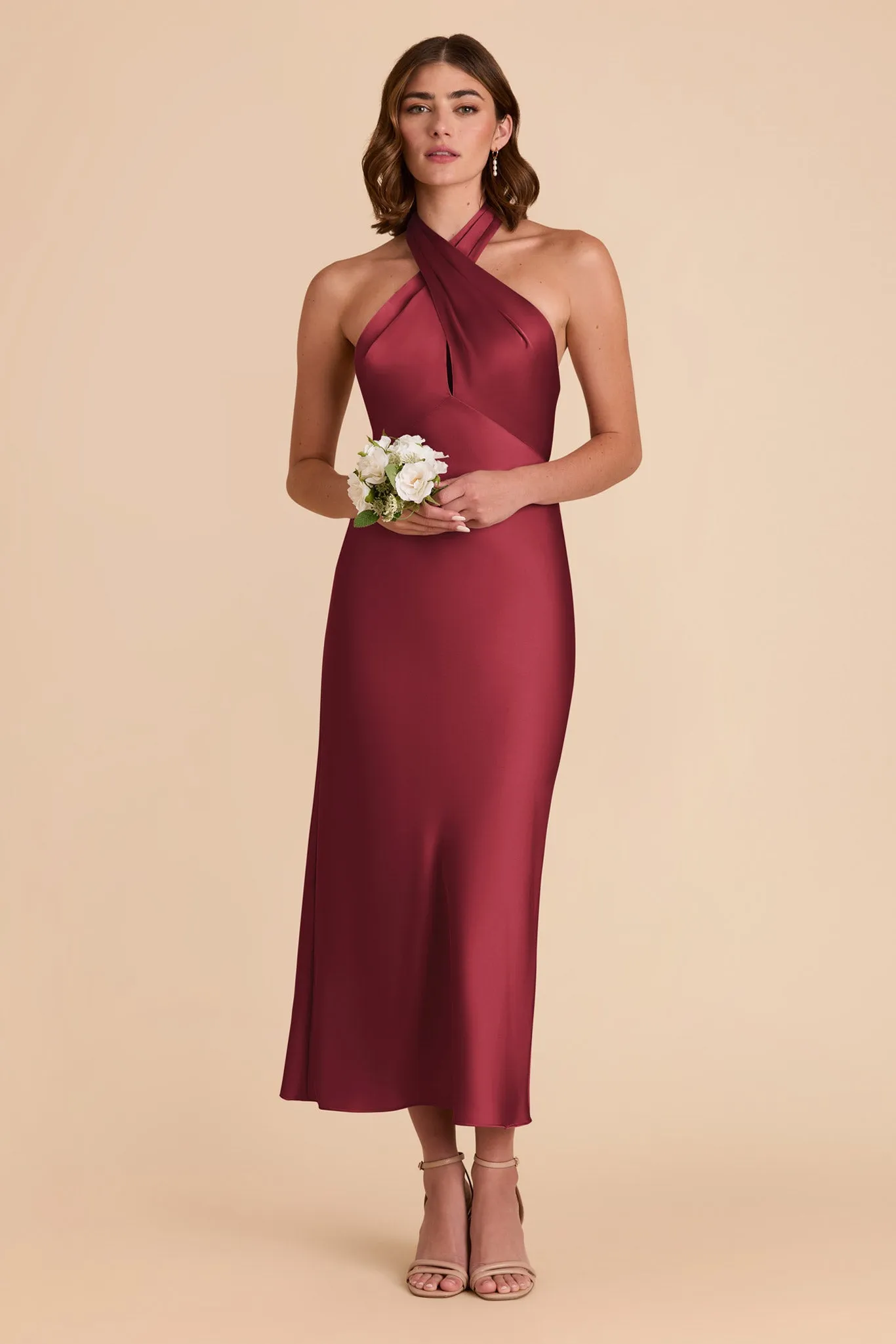 Monique Matte Satin Dress - Burgundy sold by Birdy Grey product image thumbnail 3