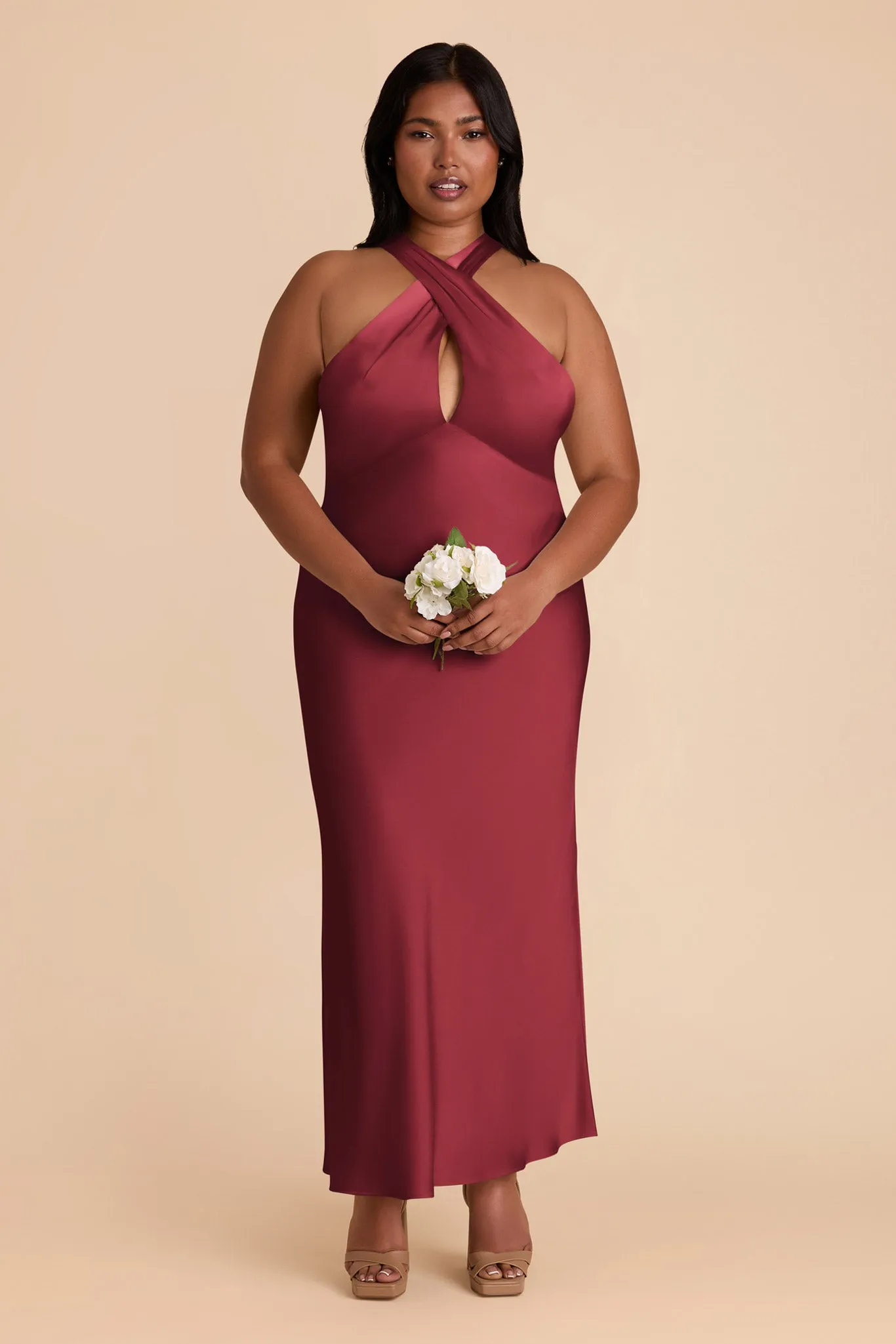 Monique Matte Satin Dress - Burgundy sold by Birdy Grey product image thumbnail 2