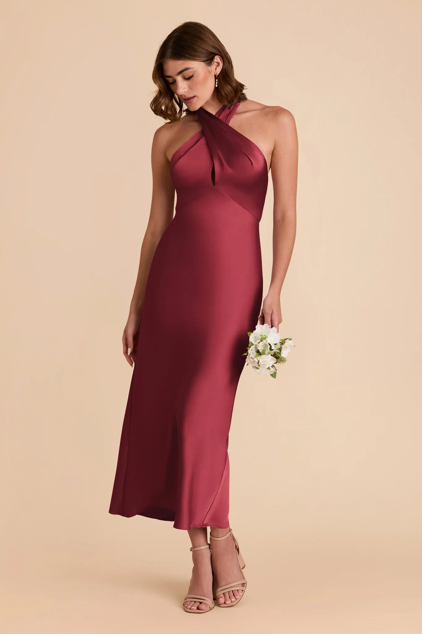 Monique Matte Satin Dress - Burgundy sold by Birdy Grey product image thumbnail 4