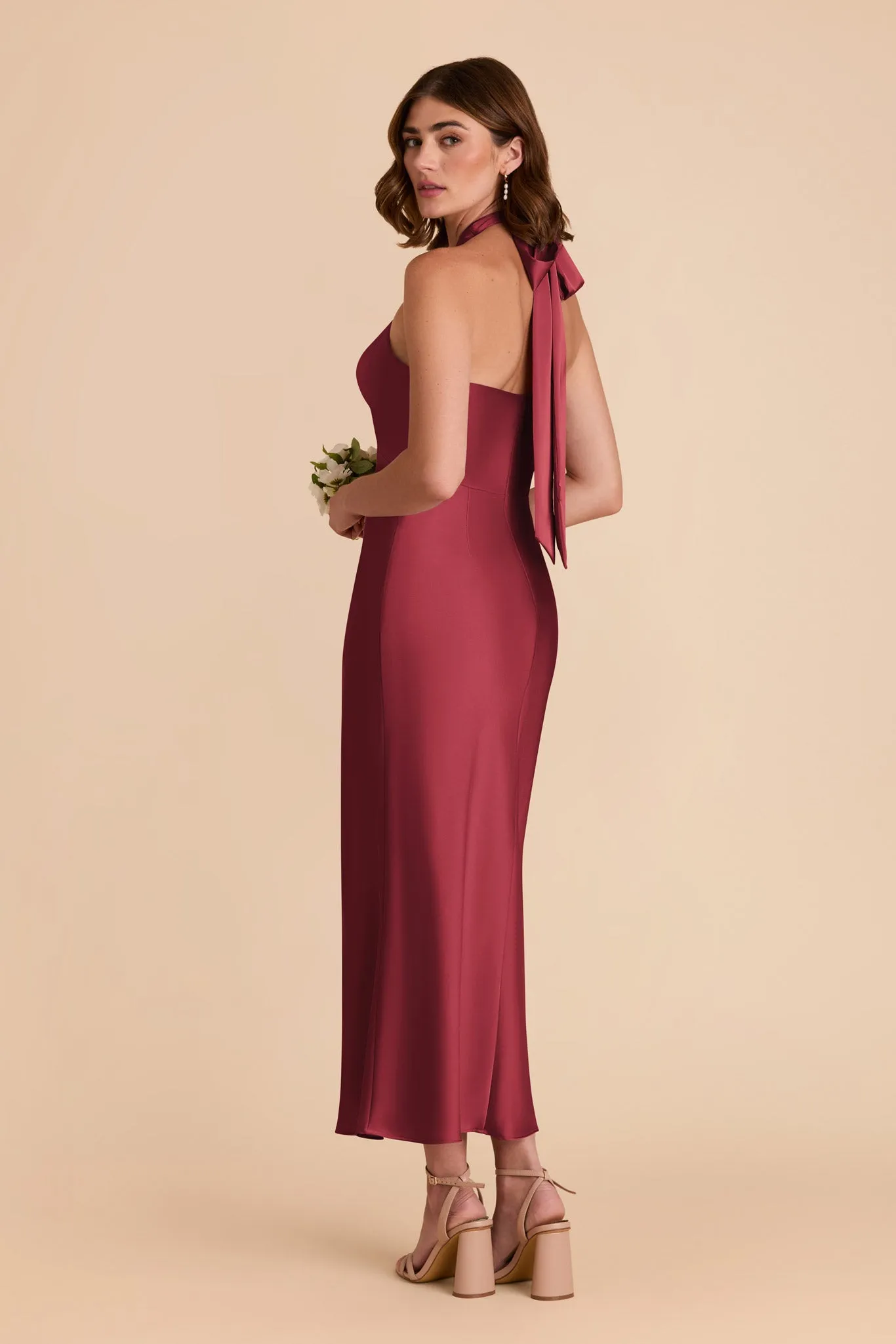 Monique Matte Satin Dress - Burgundy sold by Birdy Grey product image thumbnail 5