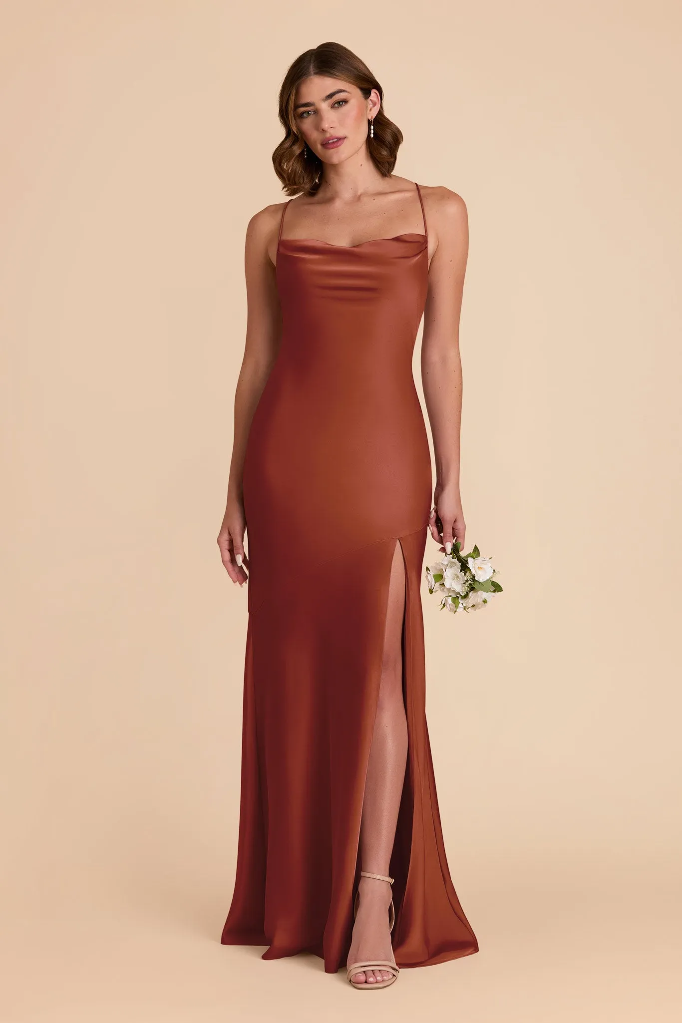 Olivia Matte Satin Dress - Auburn sold by Birdy Grey product image thumbnail 3