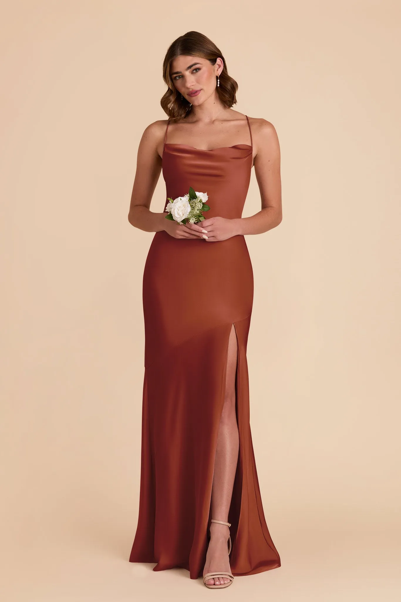Olivia Matte Satin Dress - Auburn sold by Birdy Grey