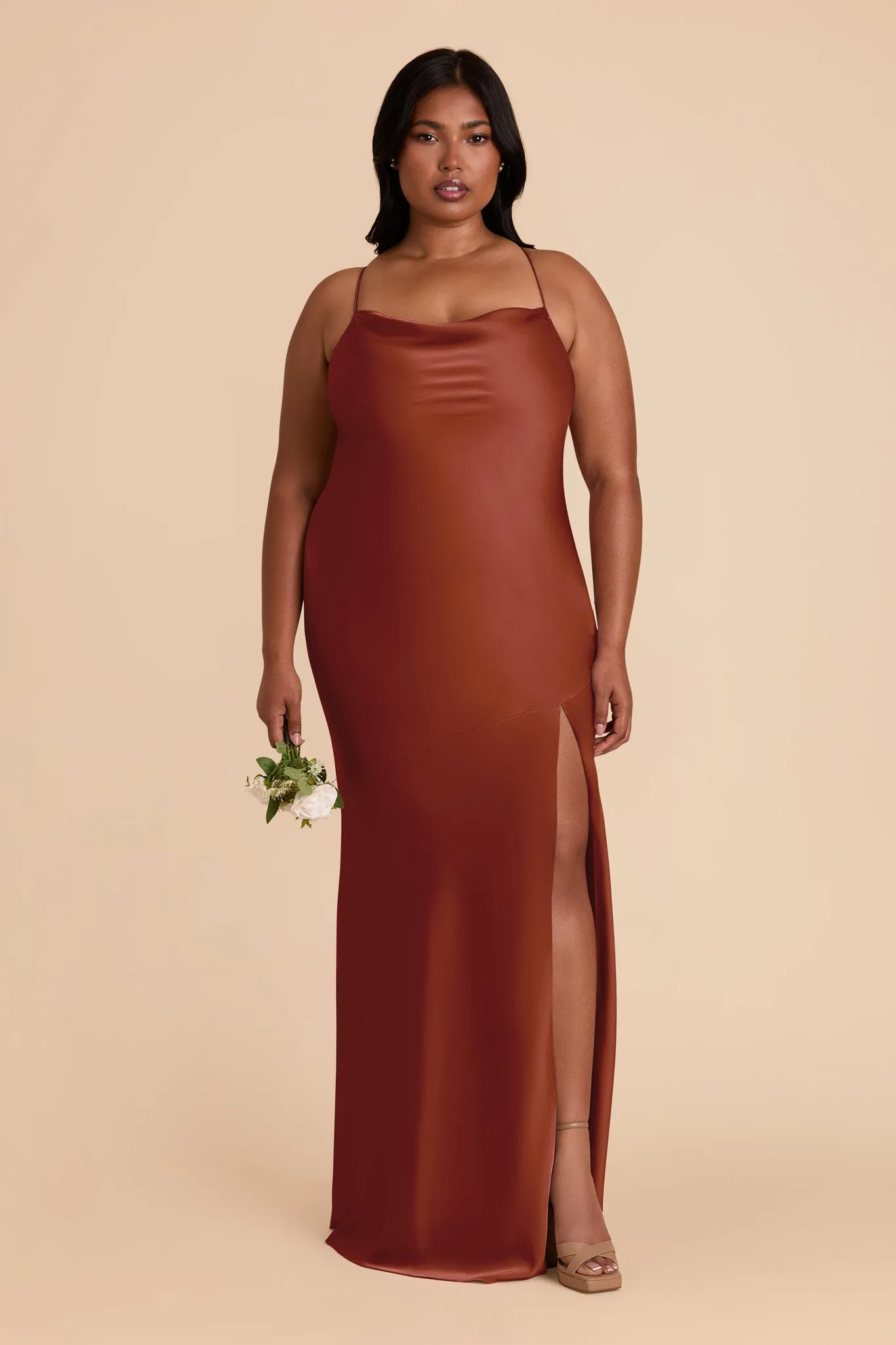 Olivia Matte Satin Dress - Auburn sold by Birdy Grey product image thumbnail 2