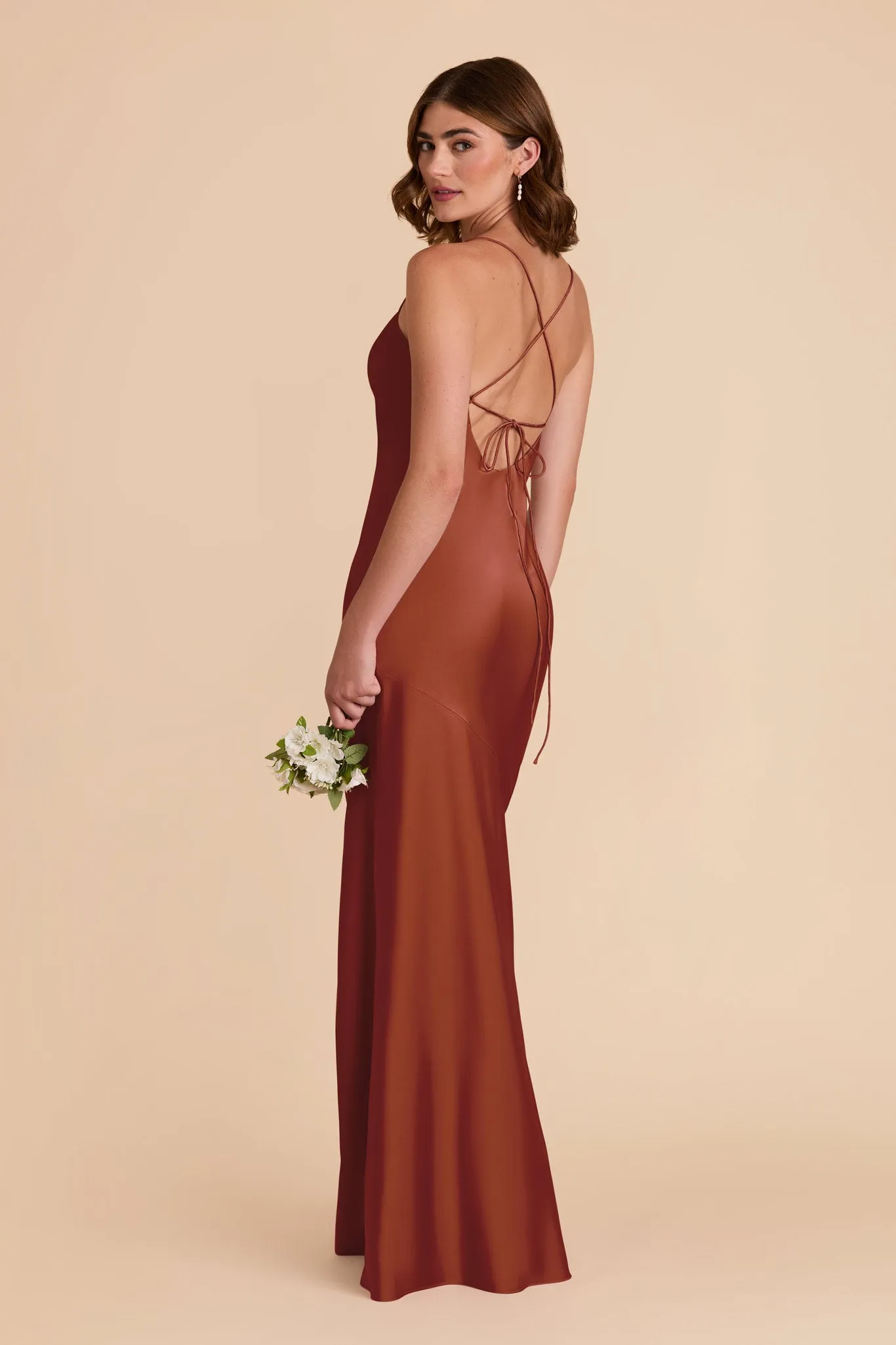 Olivia Matte Satin Dress - Auburn sold by Birdy Grey product image thumbnail 4