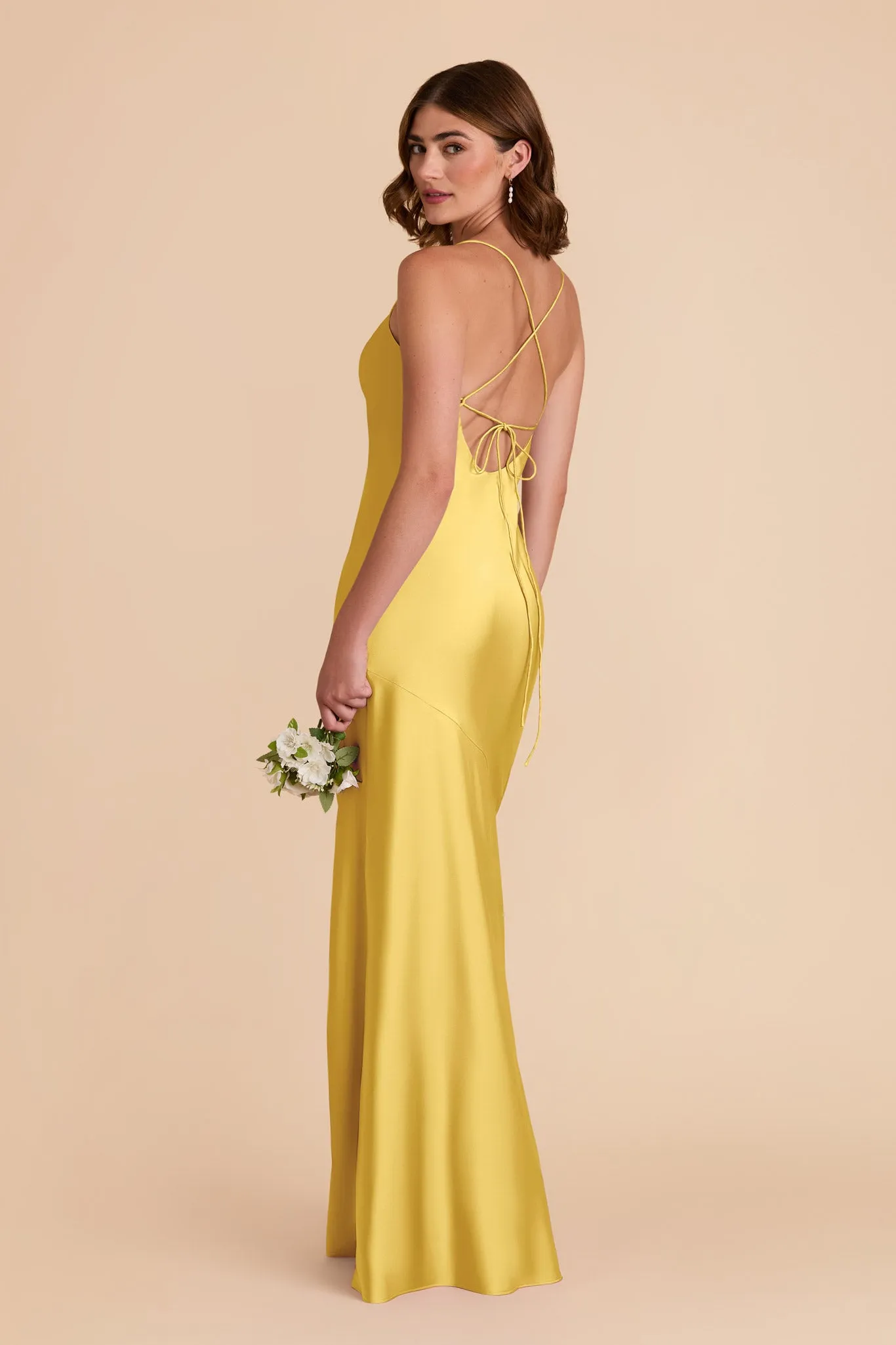 Olivia Matte Satin Dress - Sunflower Yellow sold by Birdy Grey product image thumbnail 4