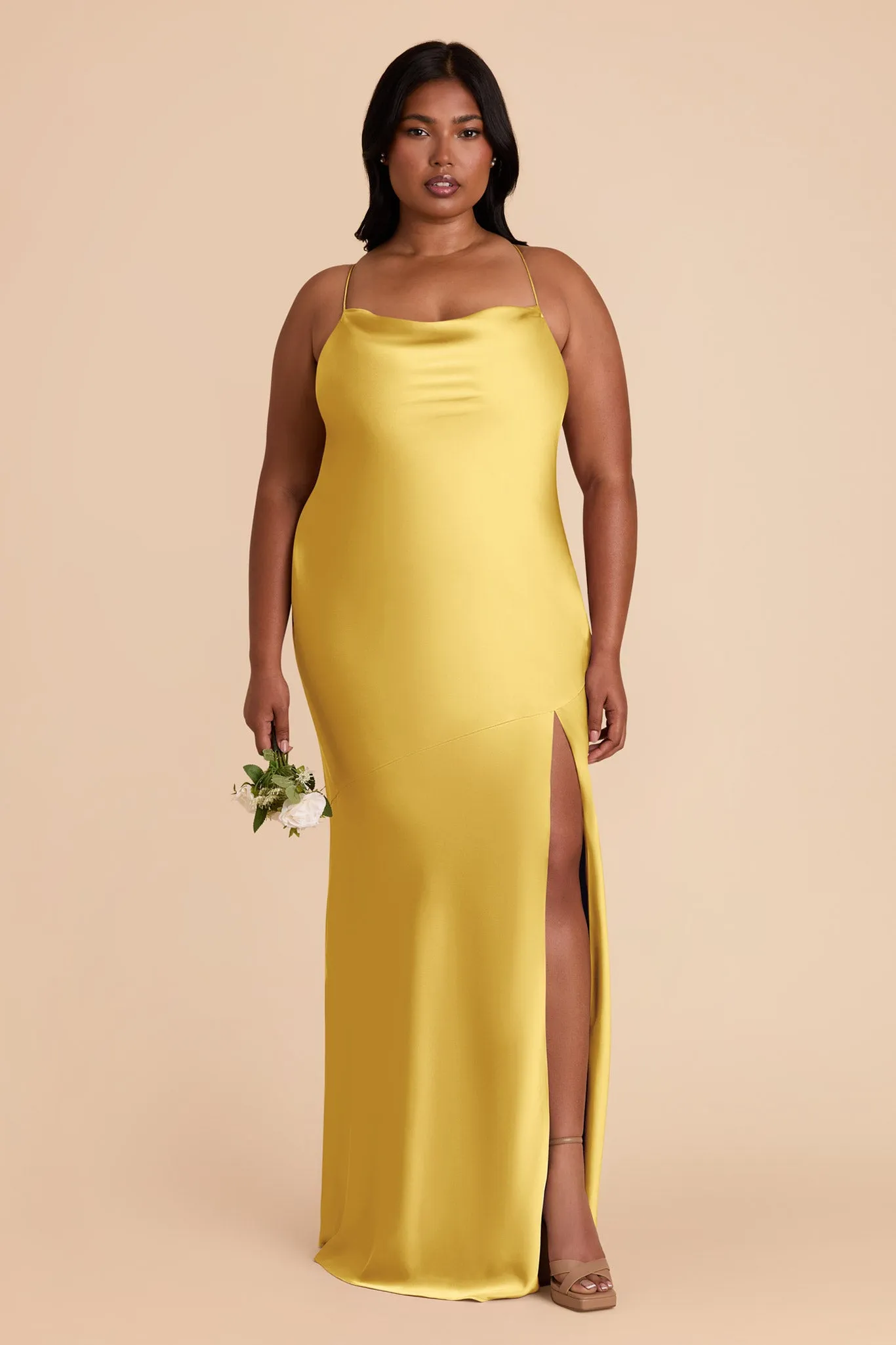 Olivia Matte Satin Dress - Sunflower Yellow sold by Birdy Grey product image thumbnail 2