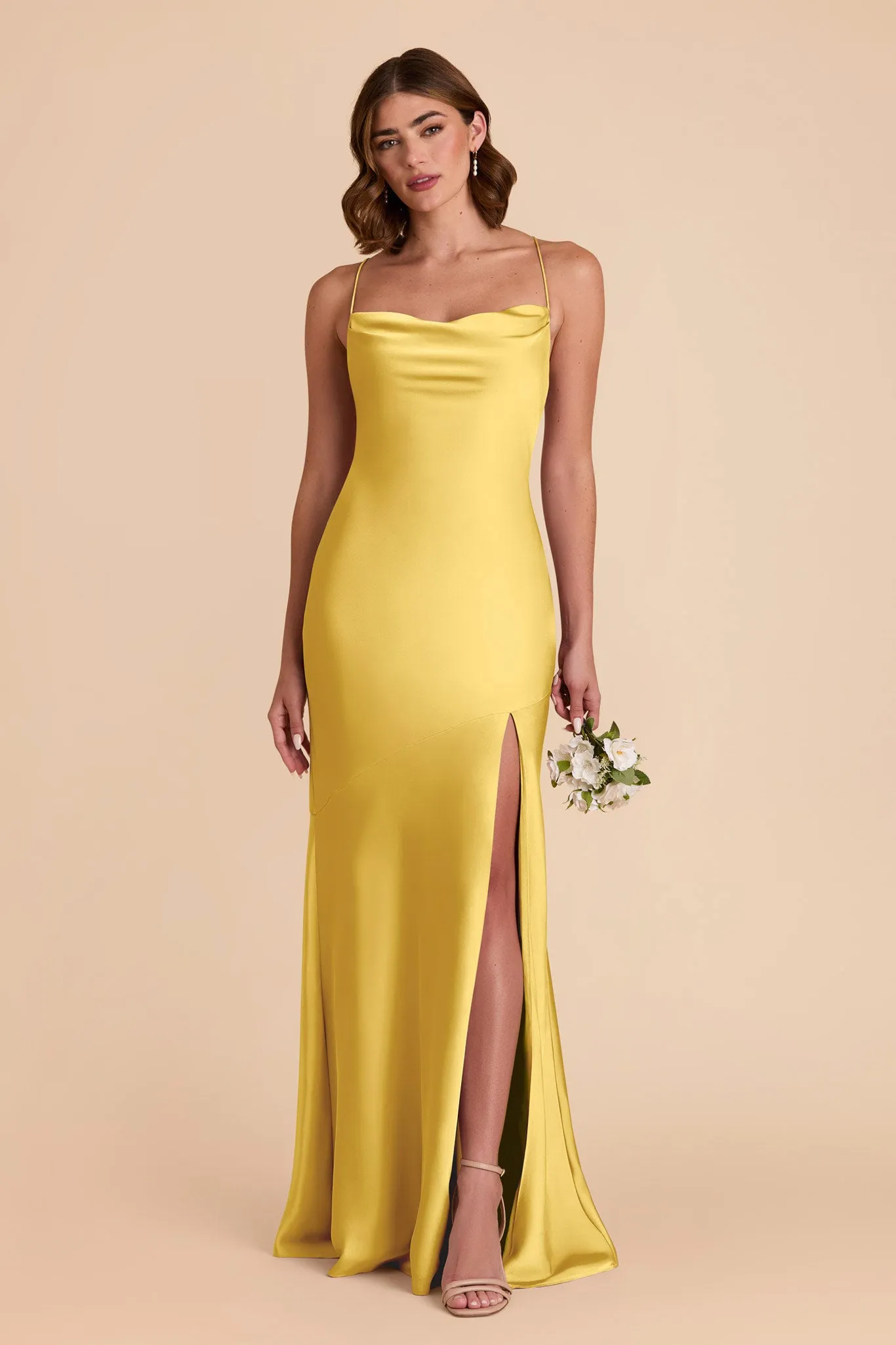 Olivia Matte Satin Dress - Sunflower Yellow sold by Birdy Grey product image thumbnail 3