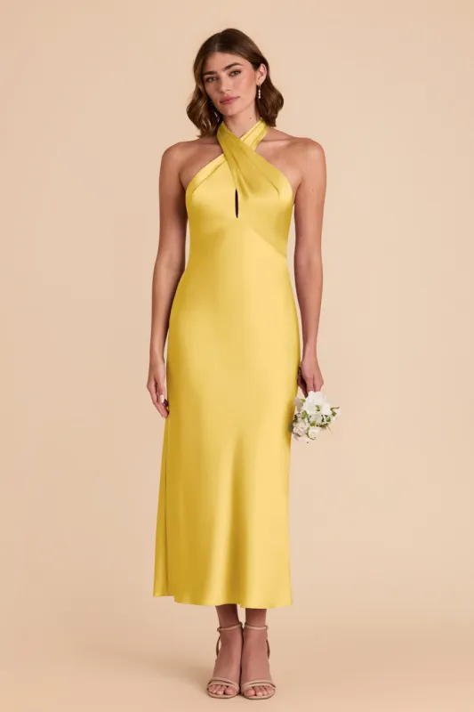 Monique Matte Satin Dress - Sunflower Yellow sold by Birdy Grey