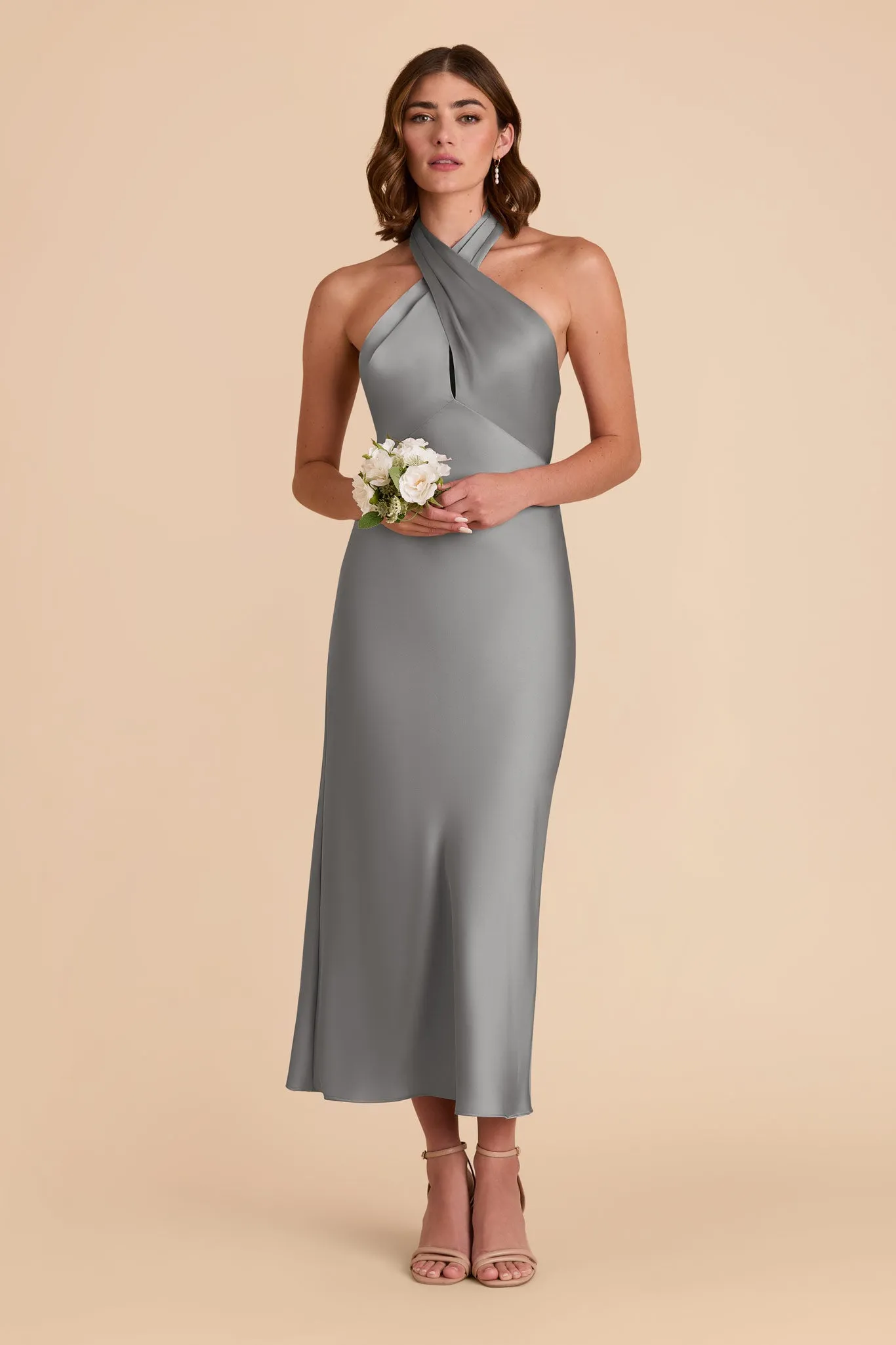 Monique Matte Satin Dress - Silver sold by Birdy Grey product image thumbnail 4