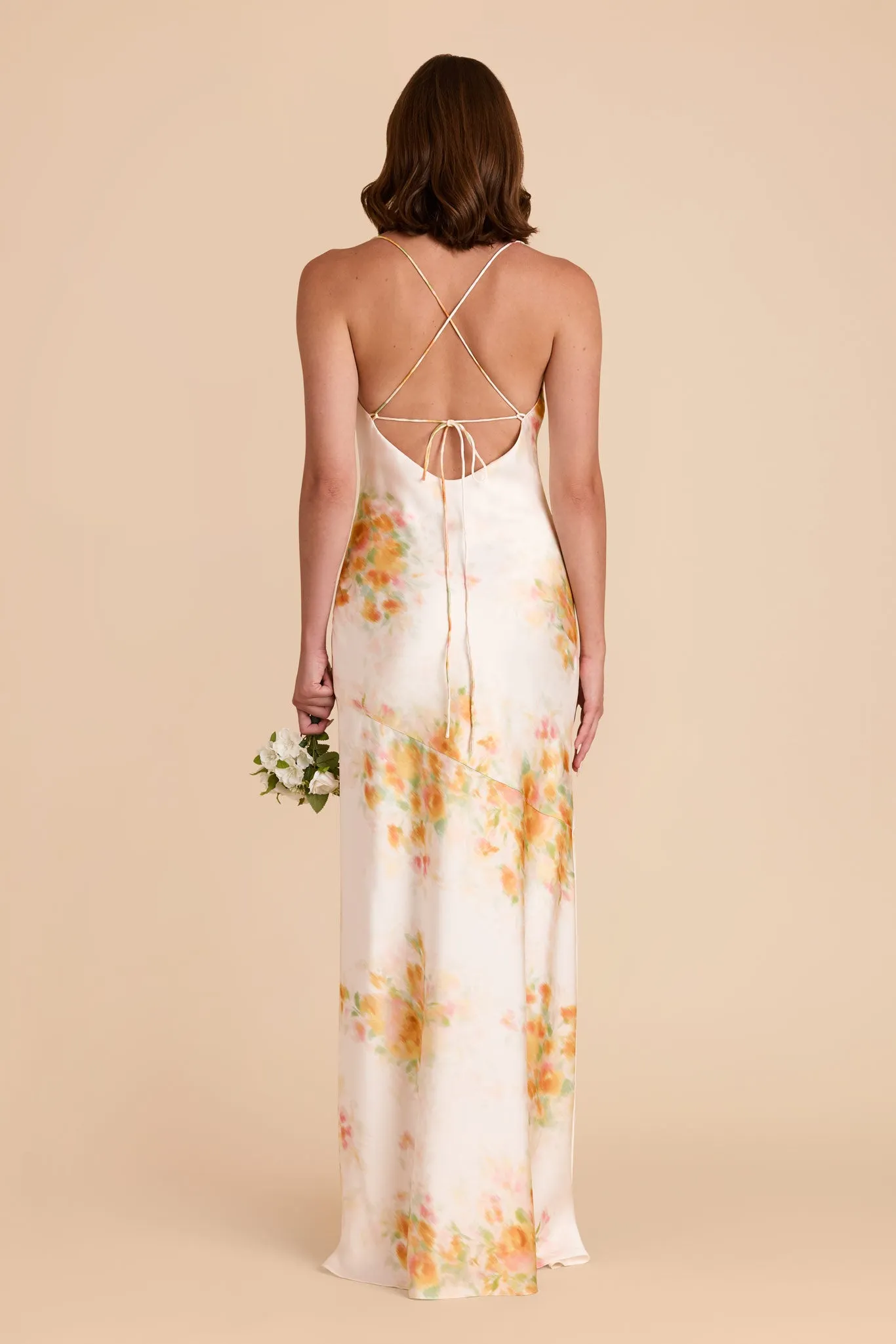 Olivia Matte Satin Dress - White Blurred Floral sold by Birdy Grey product image thumbnail 4