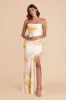 Olivia Matte Satin Dress - White Blurred Floral sold by Birdy Grey